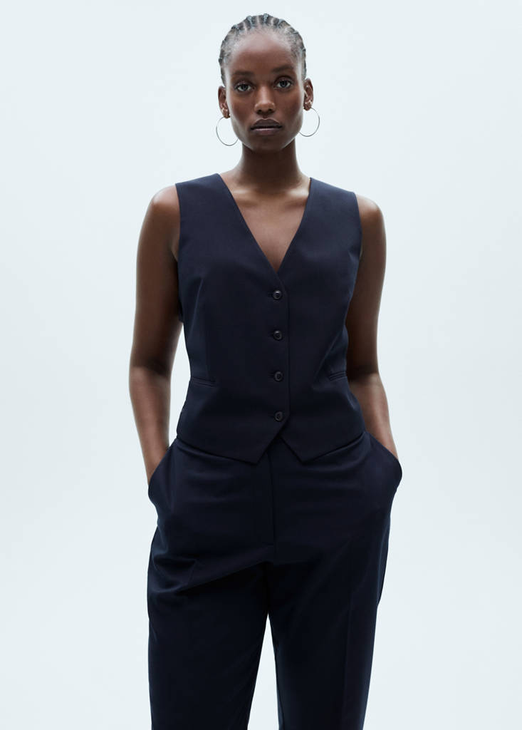 Suit waistcoat with buttons — Dark Navy