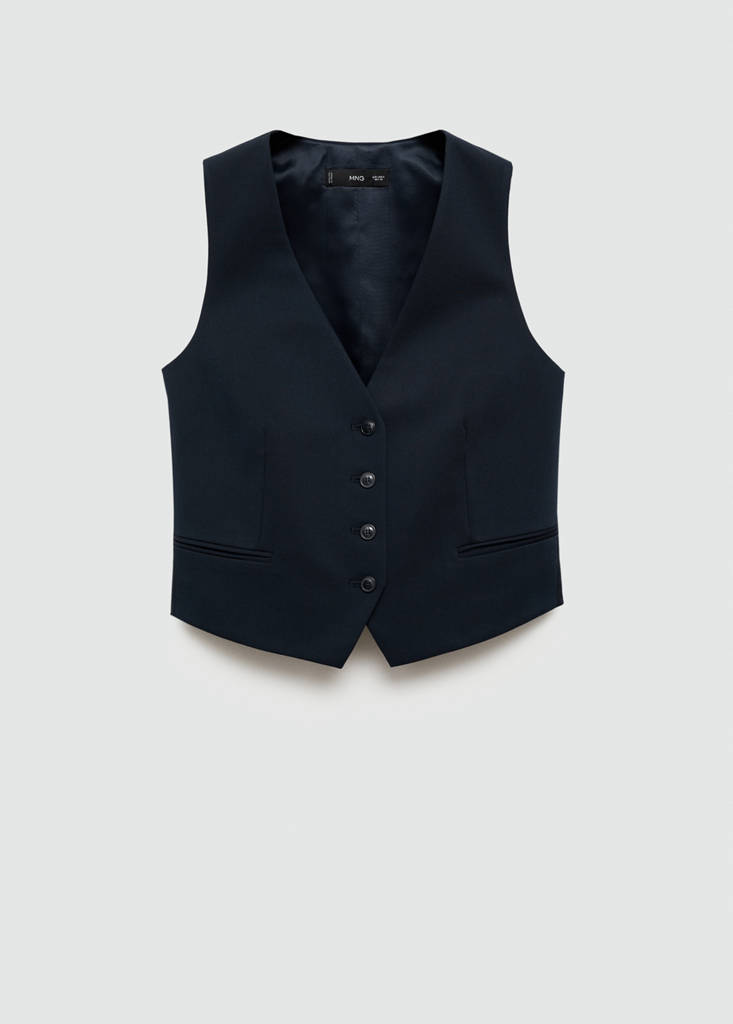 Suit waistcoat with buttons — Dark Navy