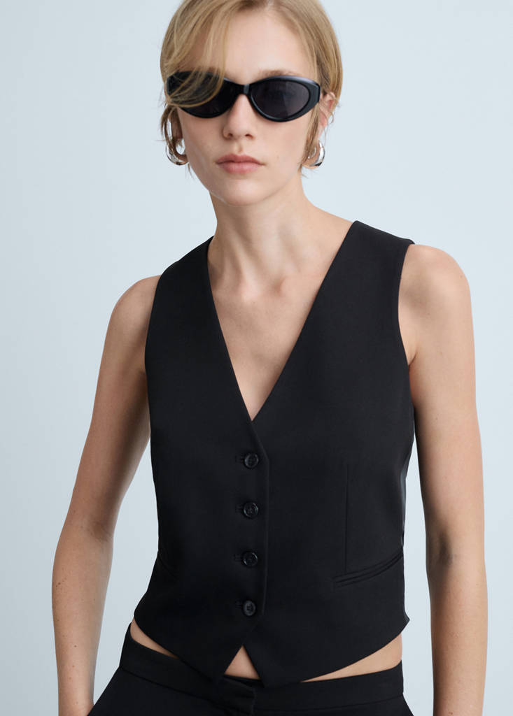 Suit waistcoat with buttons — Black