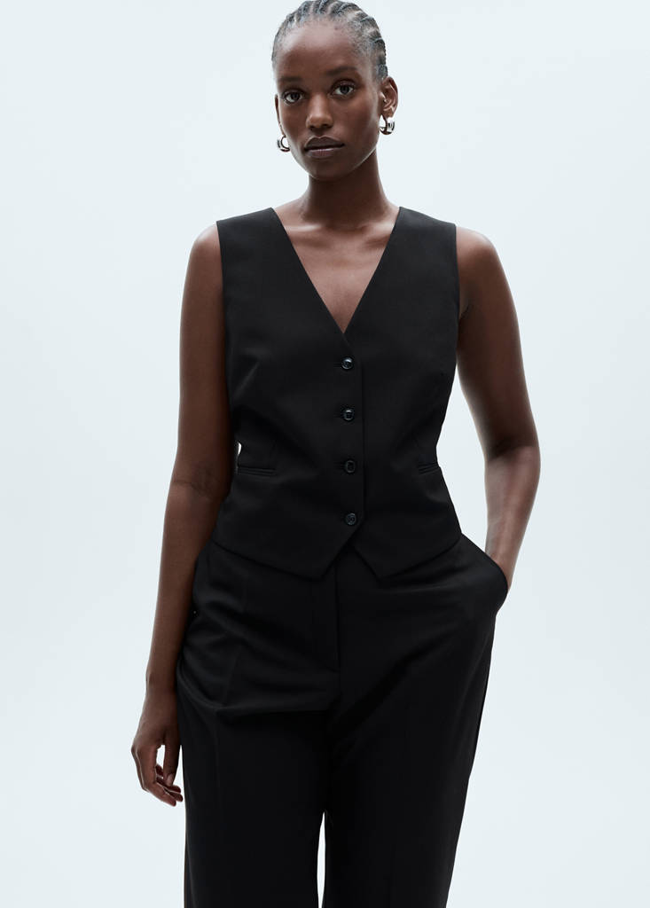 Suit waistcoat with buttons — Black