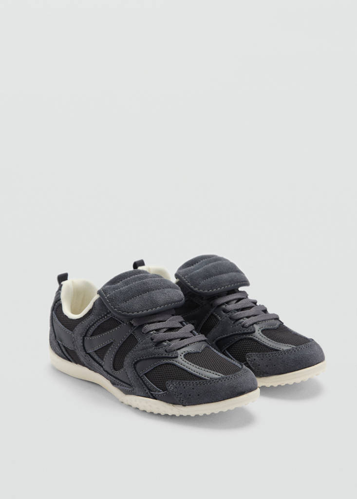 Leather panel sneakers — Night Blue
