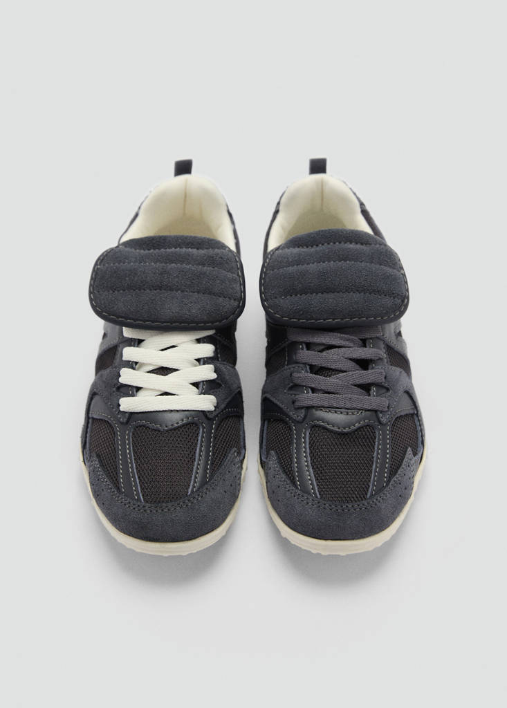 Leather panel sneakers — Night Blue