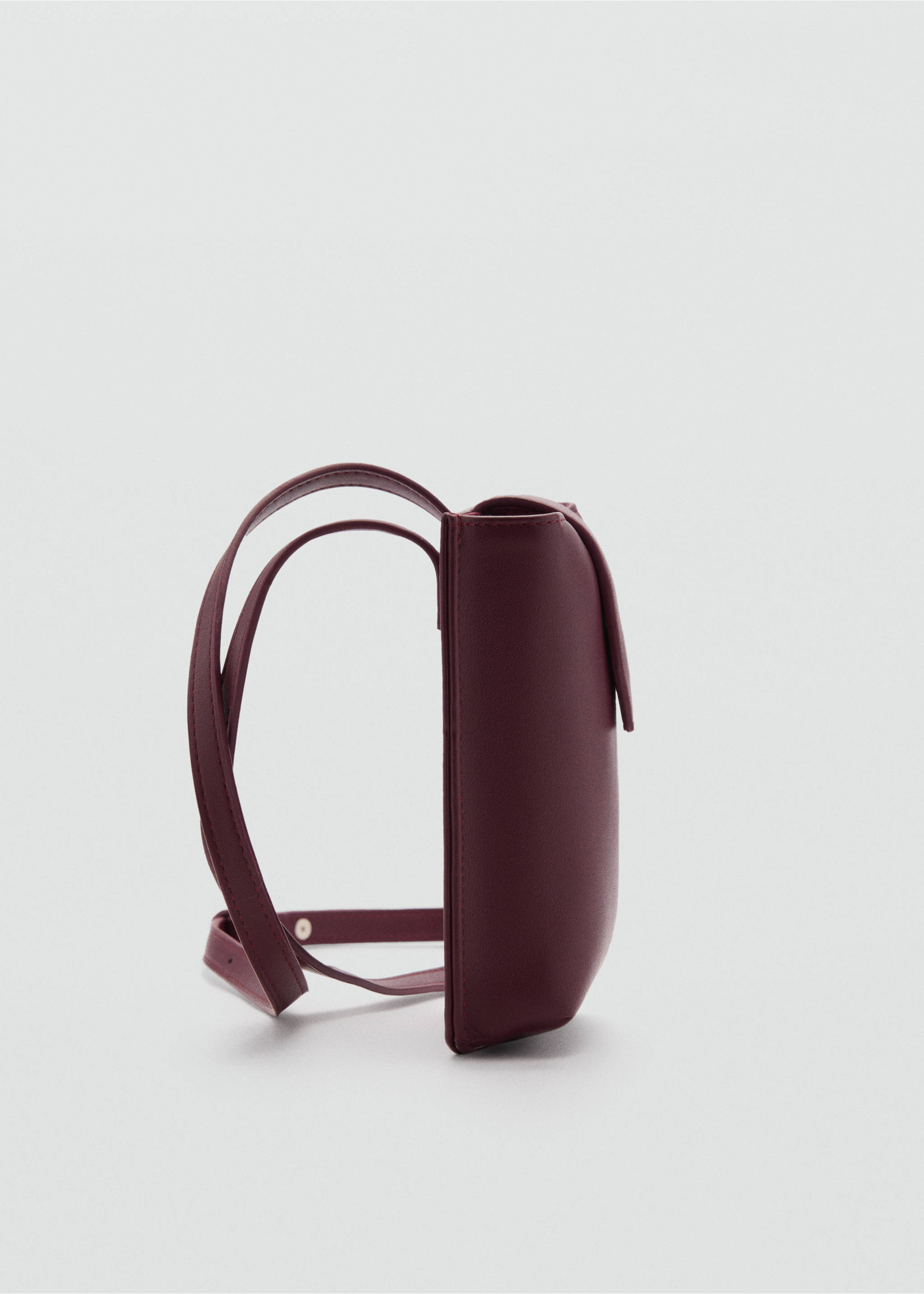 Mini faux-leather shoulder bag - Details of the article 1, Burgundy. Ref: 77095639-00.