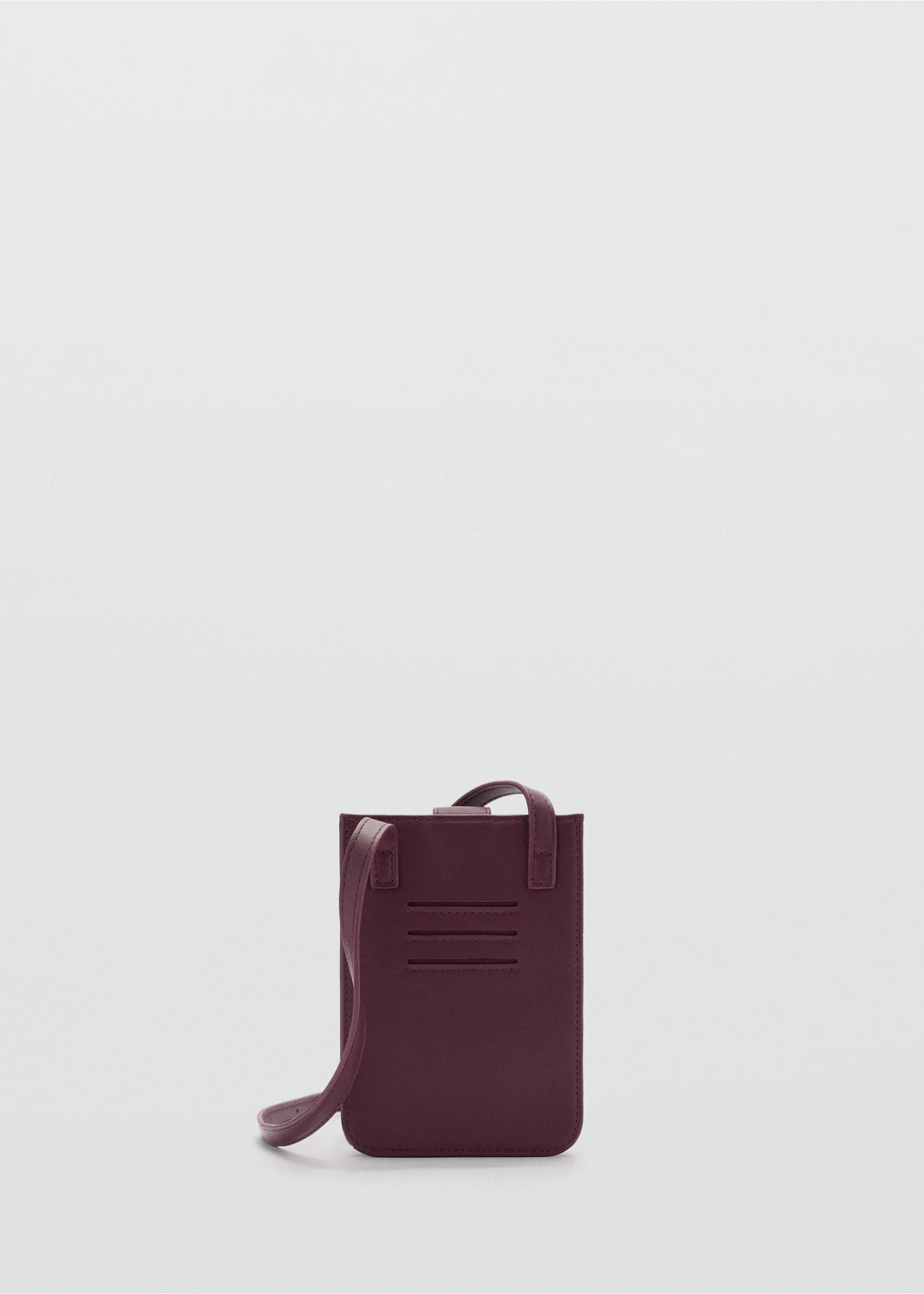 Mini faux-leather shoulder bag - Details of the article 3, Burgundy. Ref: 77095639-00.