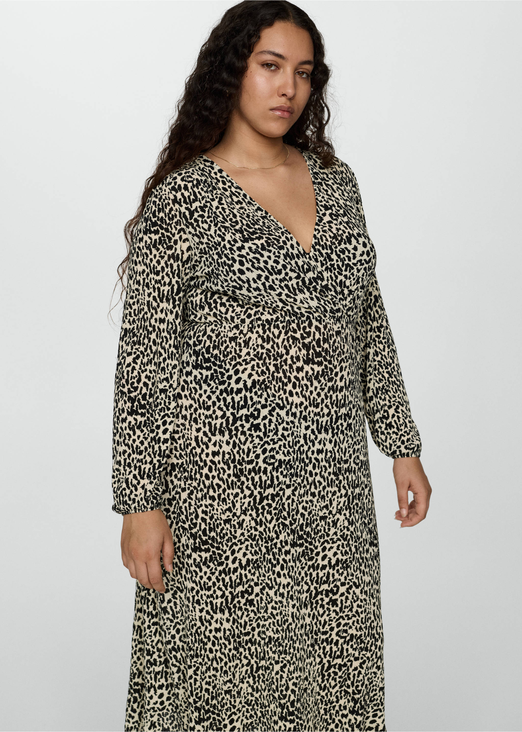 Uzun leopar elbise - Ürün detayı 5, Ekrü. Ref: 77095648-00.