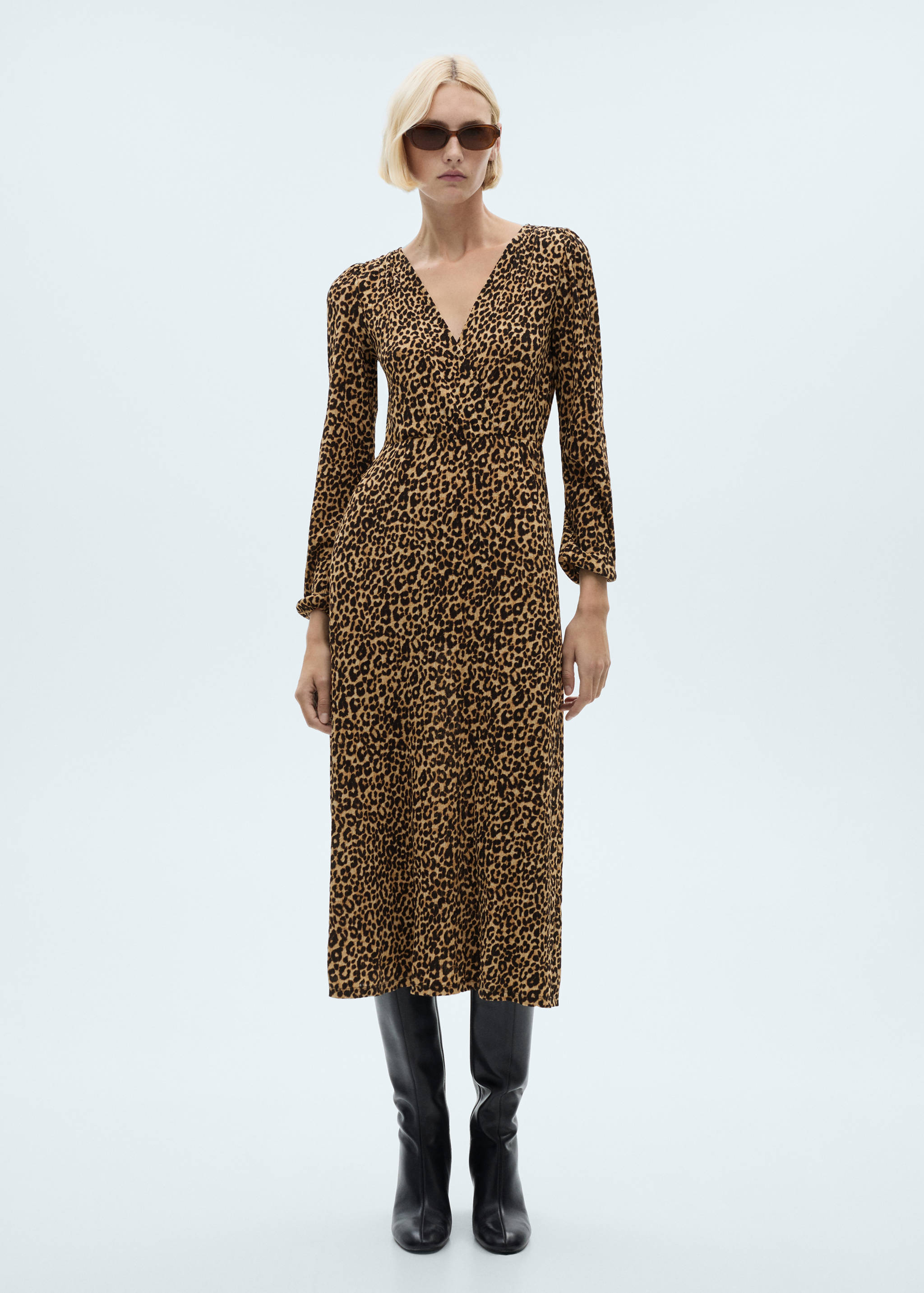 Leopard-print long dress - Plan général
