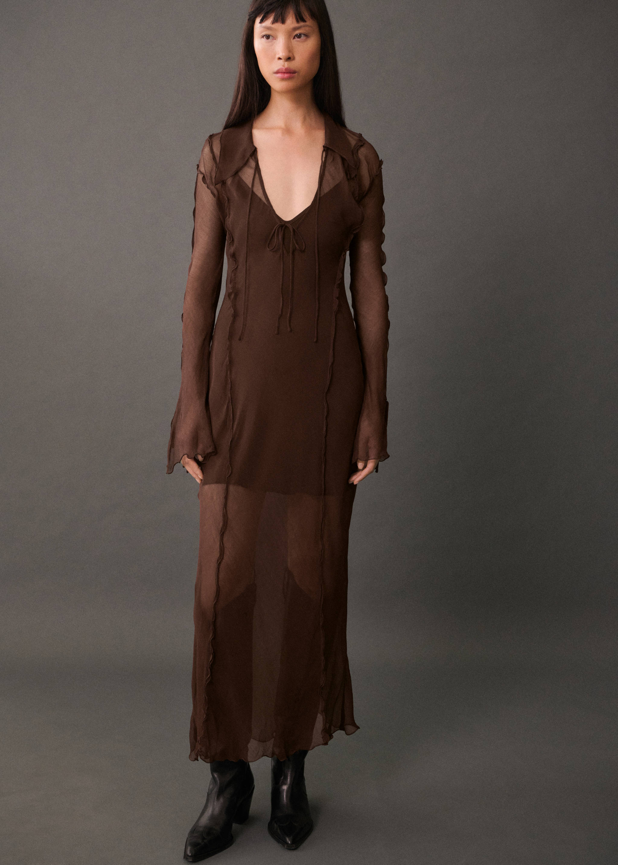 Vestido gasa evasé - General plane