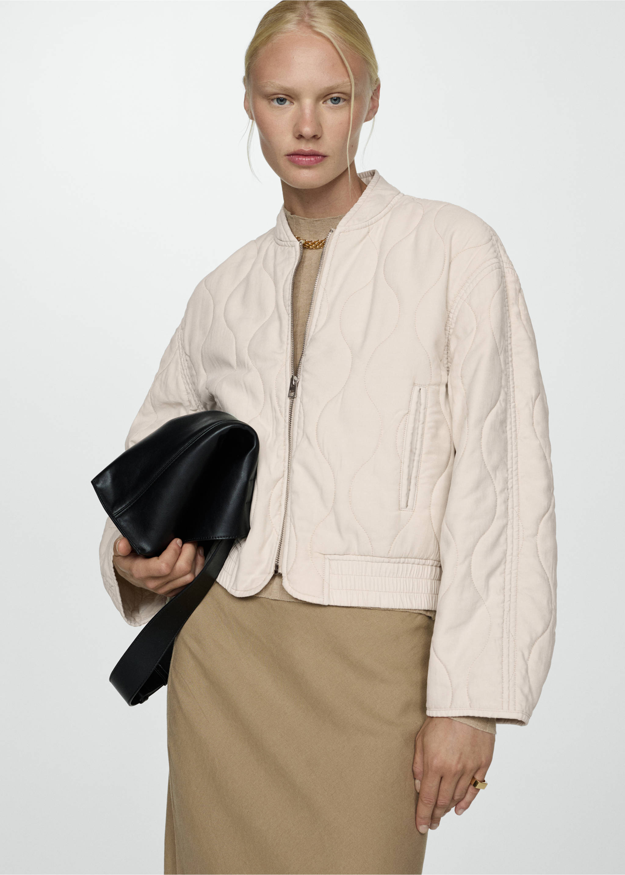 Chaqueta bomber acolchada - Plano medio, Crudo. Ref: 77095653-00.
