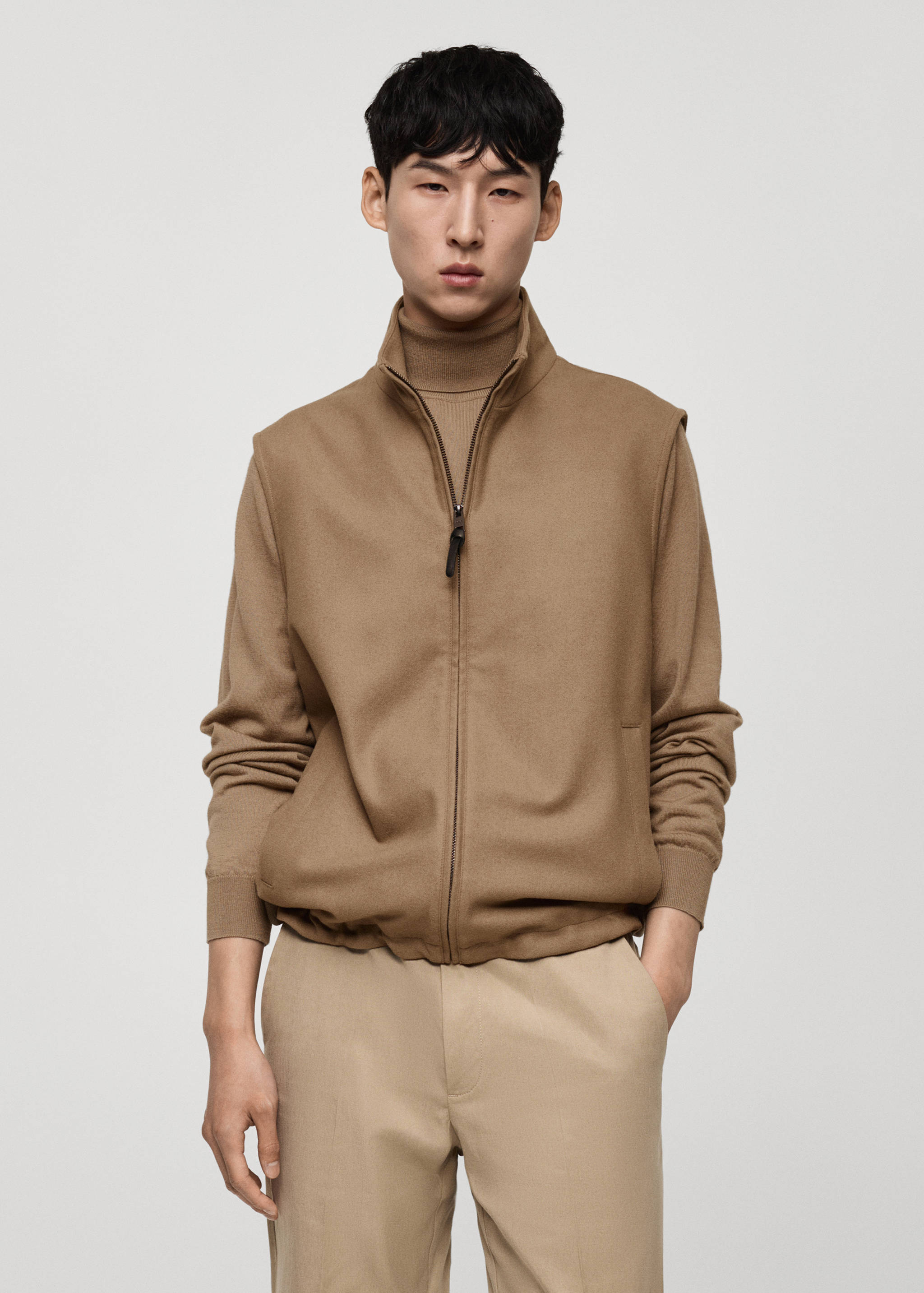 Gilet laine poches - Plan moyen