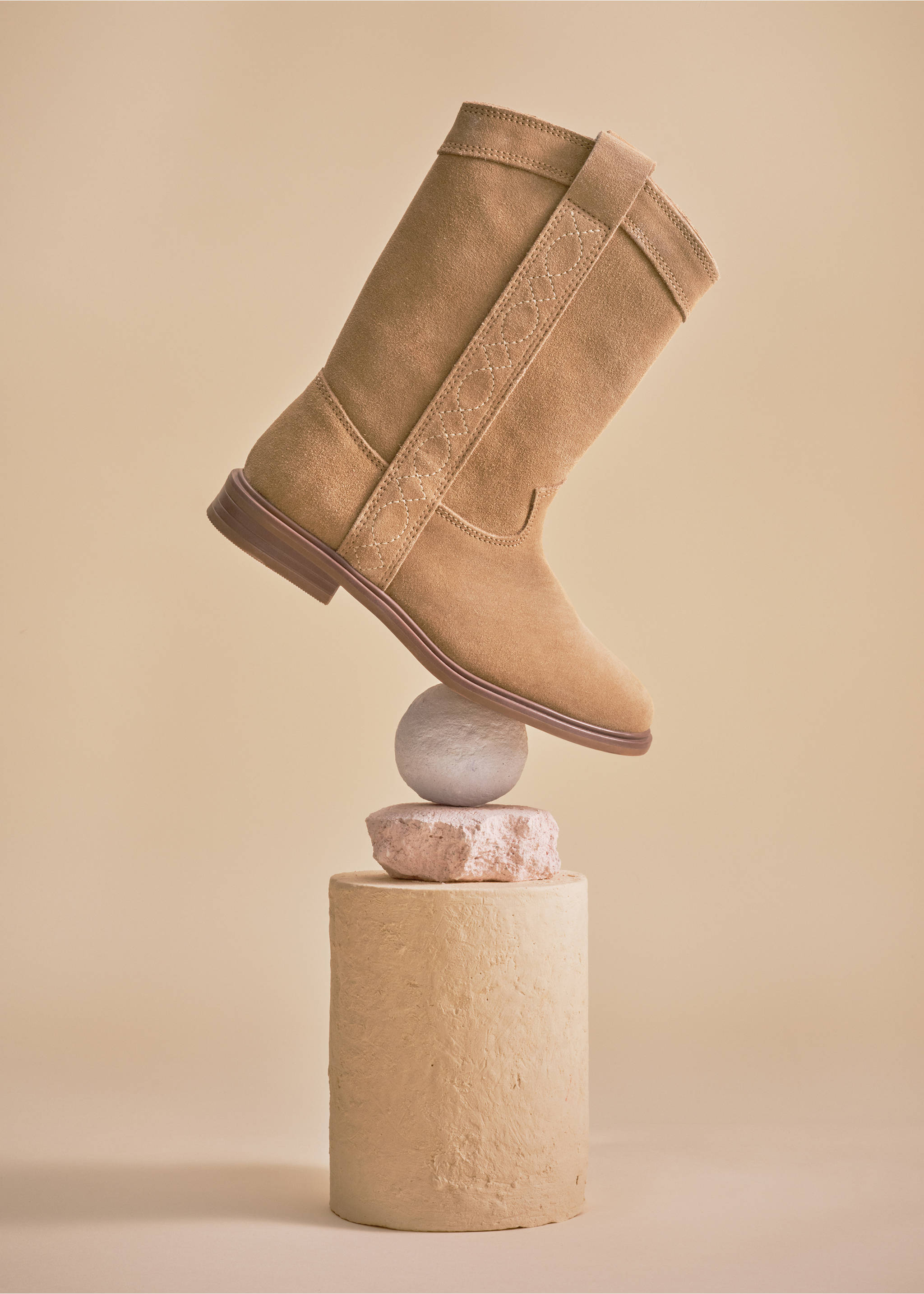 Leather high boots - Details of the article 5, Sand. Ref: 77095962-00.