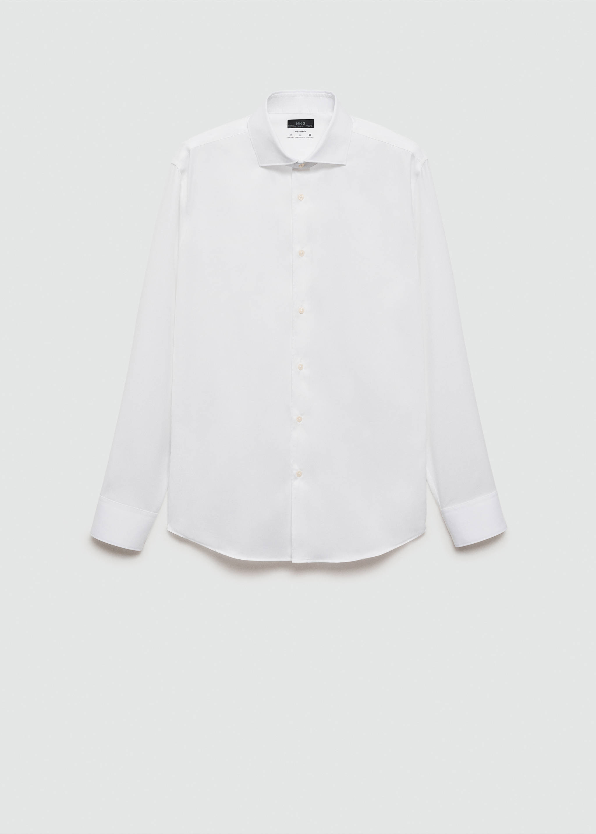 100% cotton slim fit shirt - Article without model, White. Ref: 77095968-00.