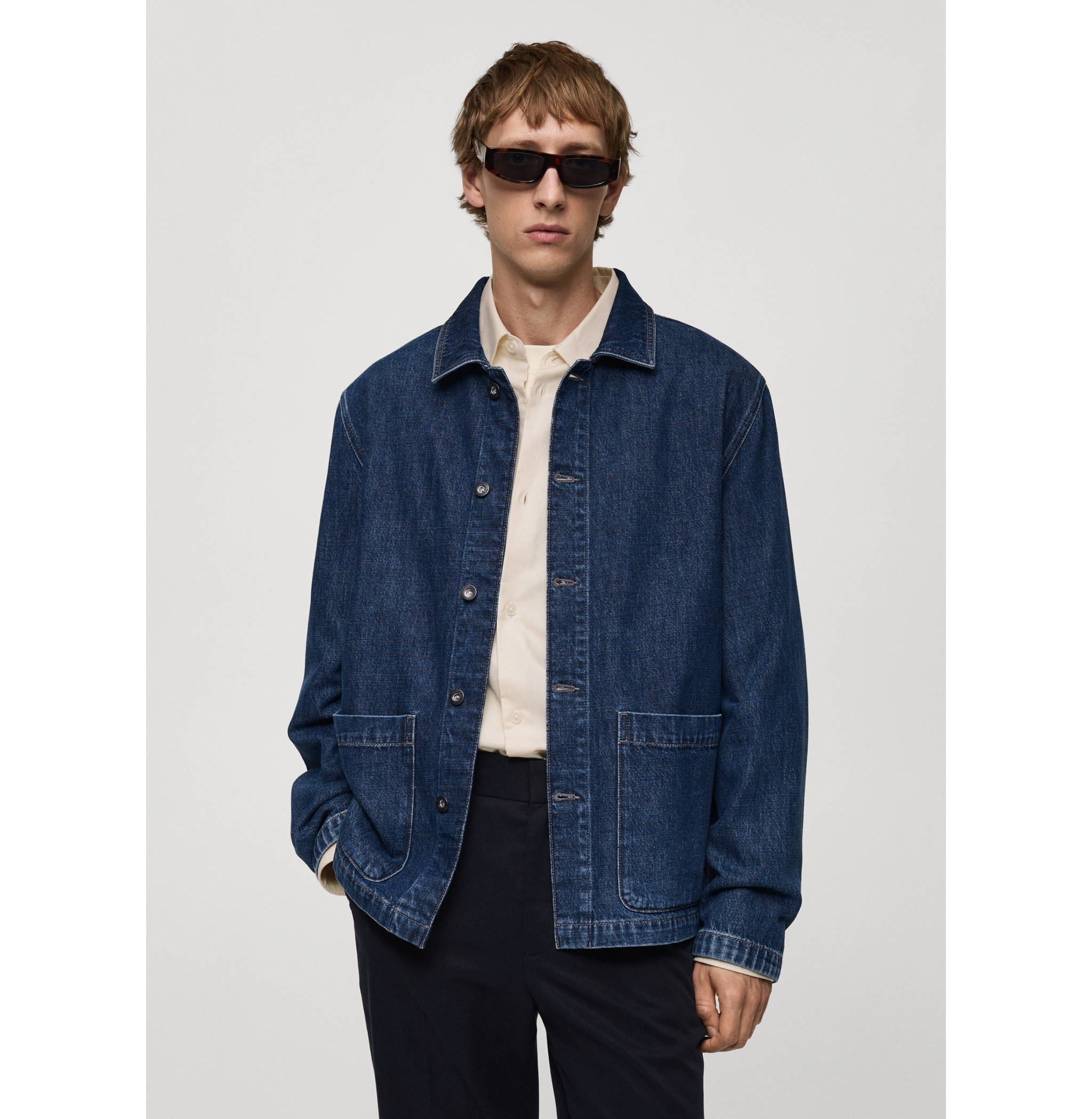 Relaxed-fit denim overshirt - Medium plane