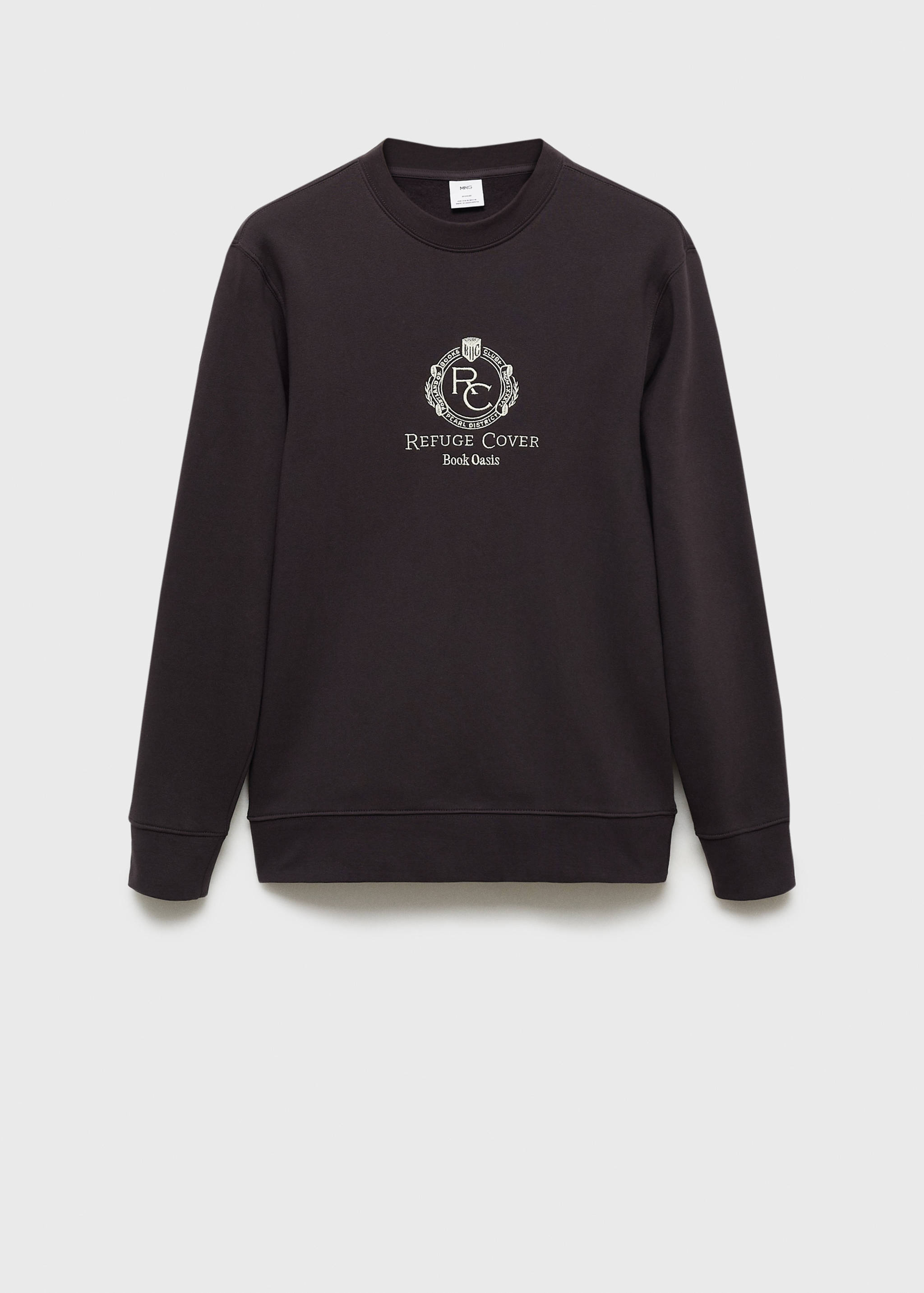 100% cotton sweatshirt embroidered detail - Article without model