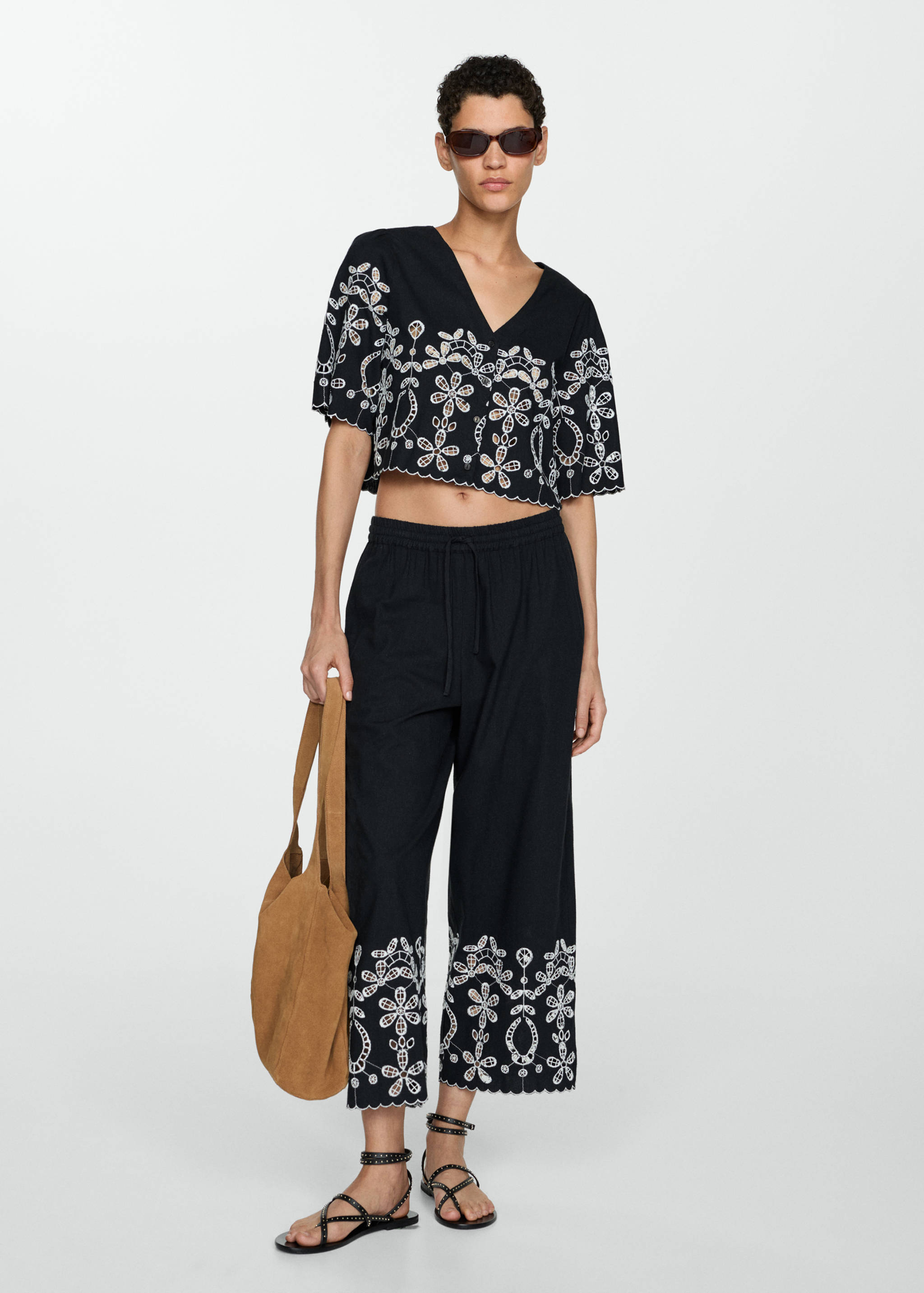 Embroidered crop top - General plane