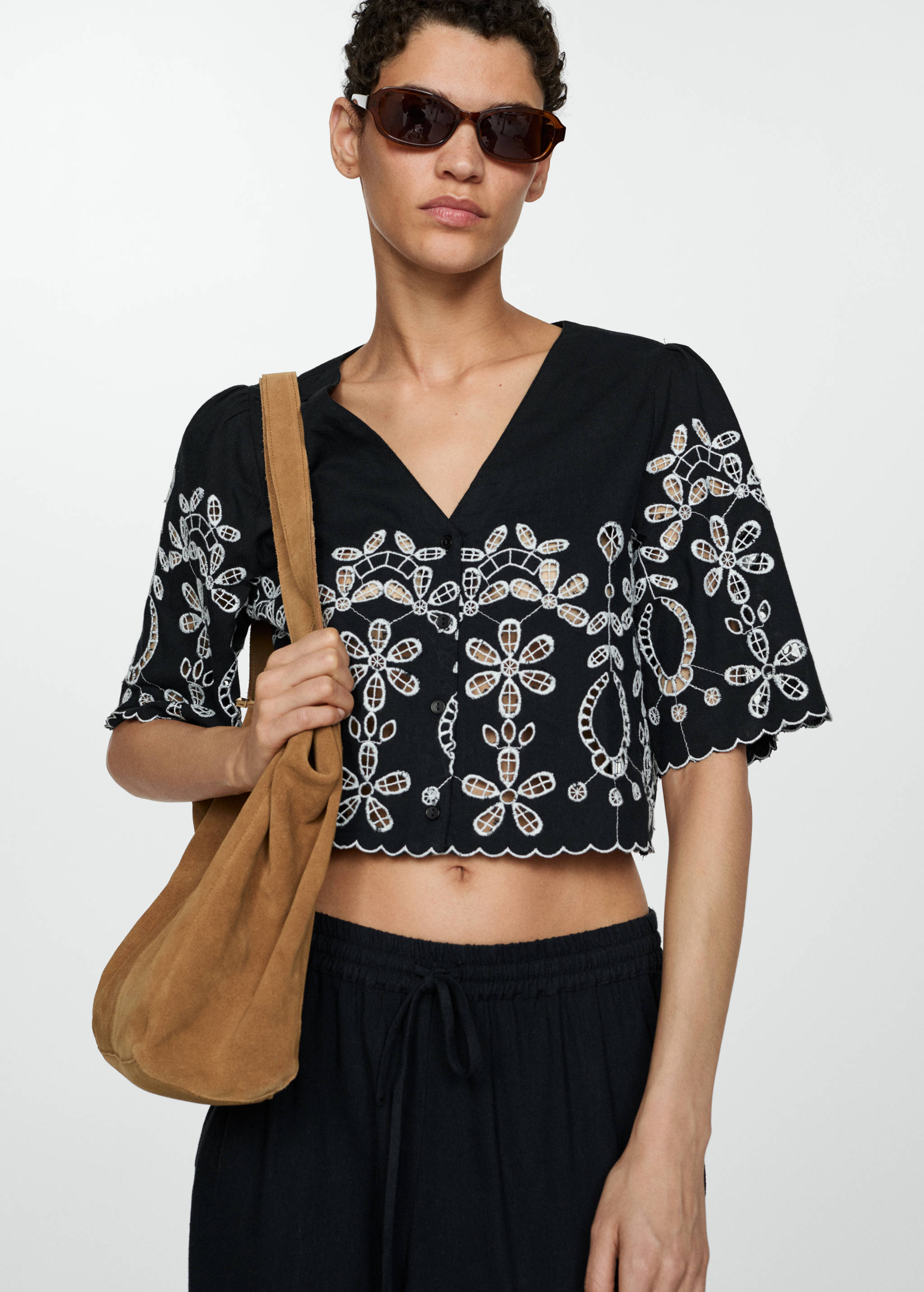 Embroidered crop top - Medium plane
