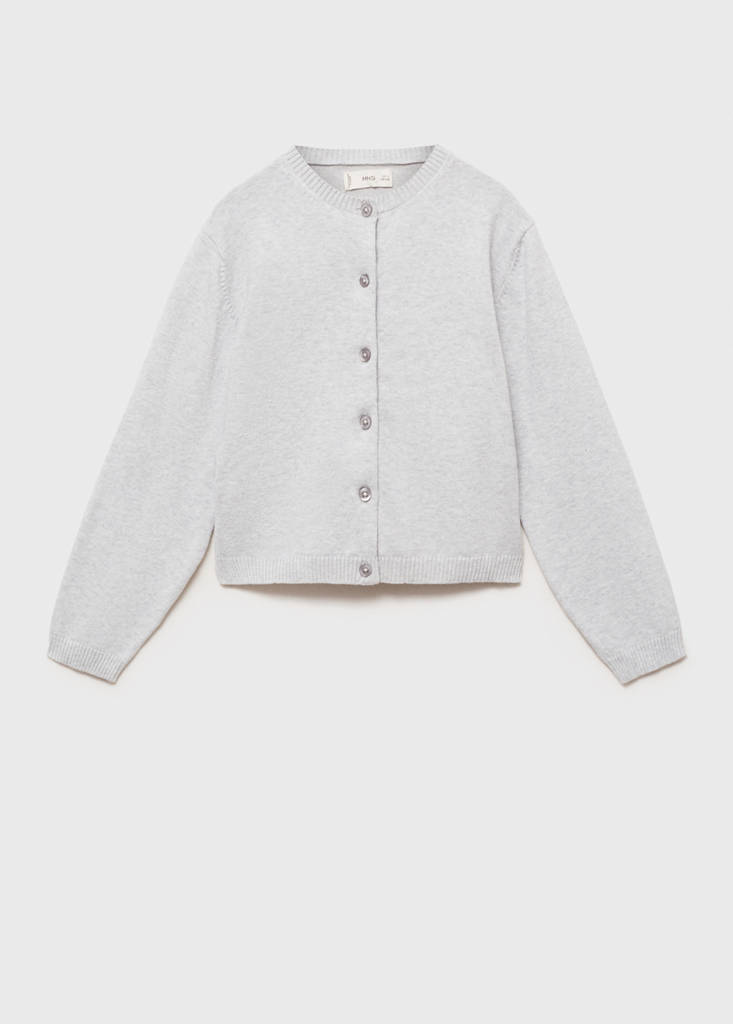 MANGO KIDS - Cardigan maille coton gris chiné clair - 5-6 ans - Fille