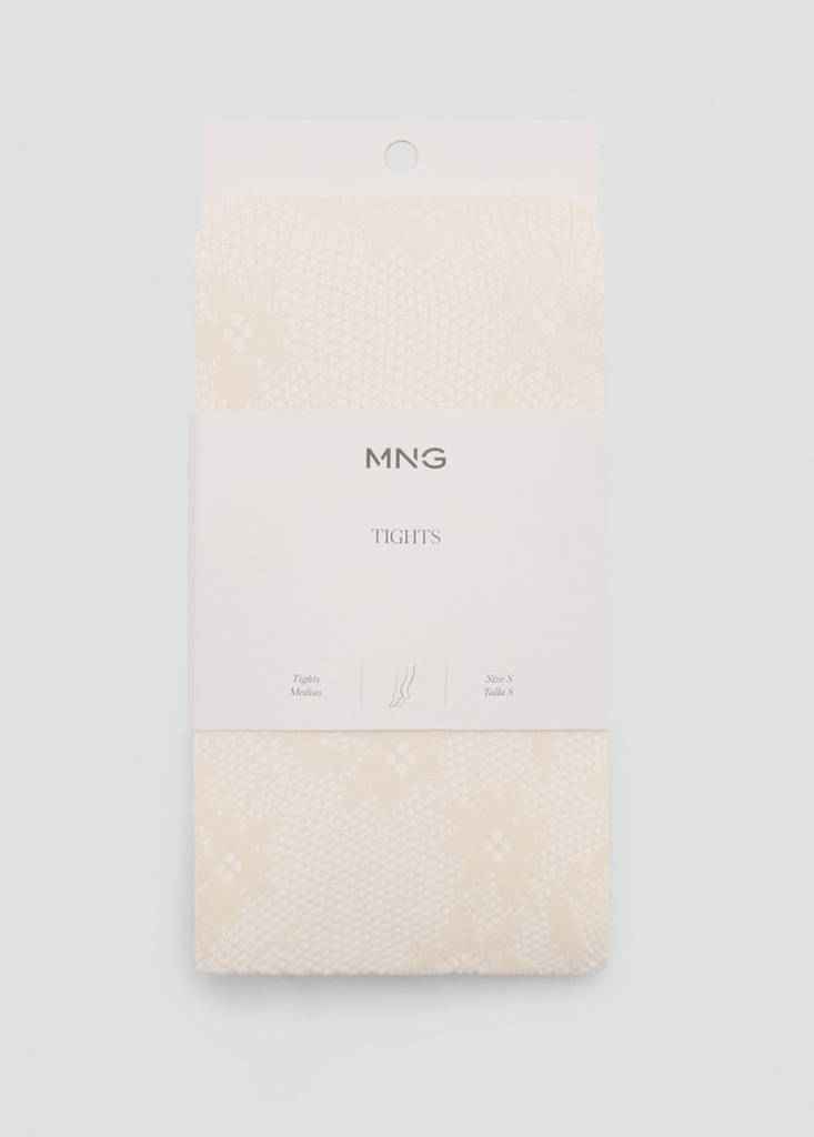 MANGO - Collants dentelle écru - L