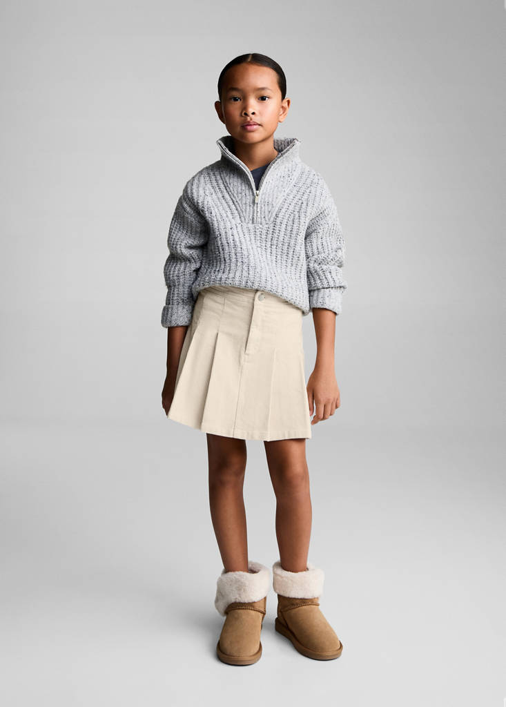 MANGO KIDS - Jupe plissée velours côtelé écru - 12 - Fille