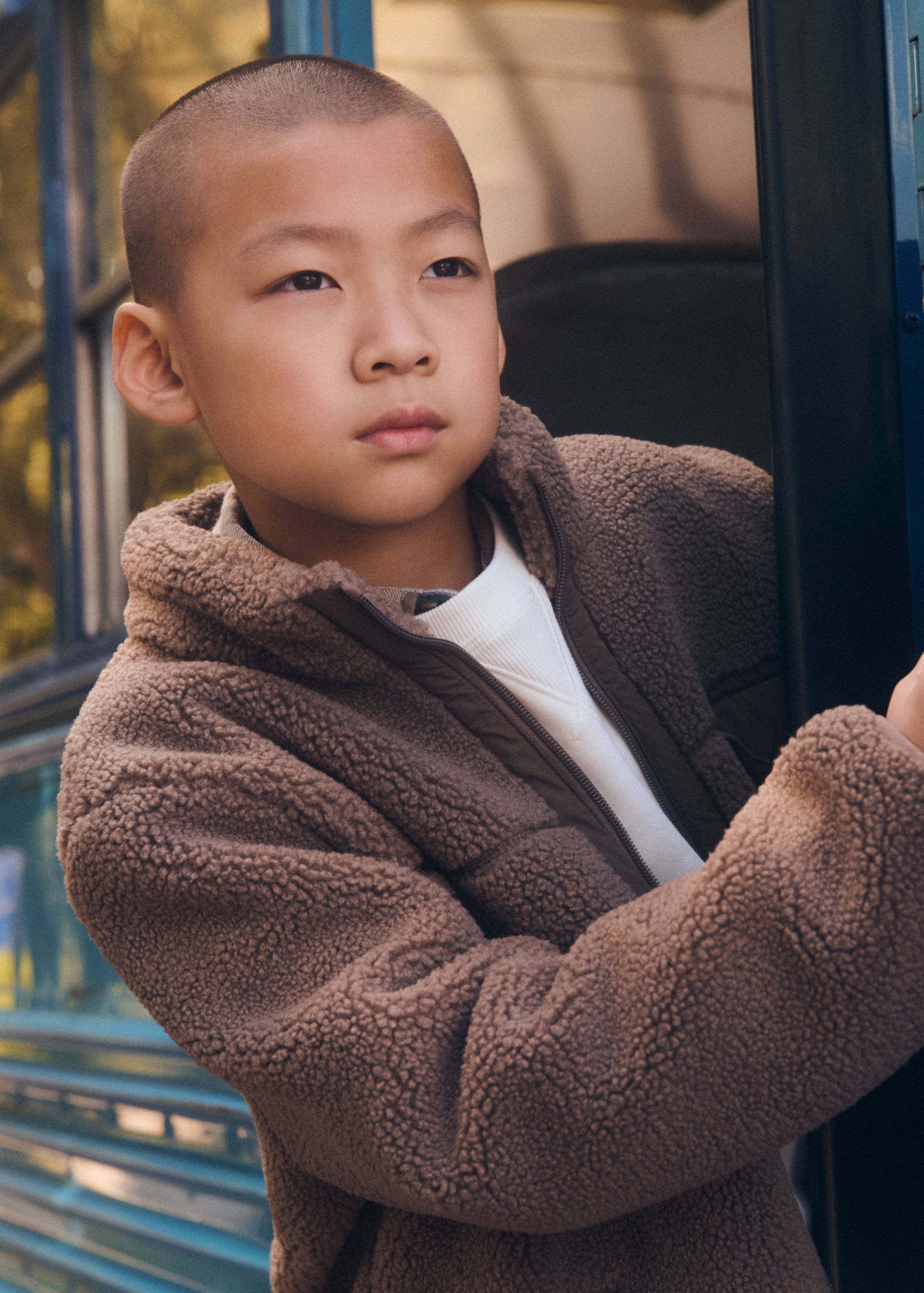 羊毛内衬皮夹克 - null