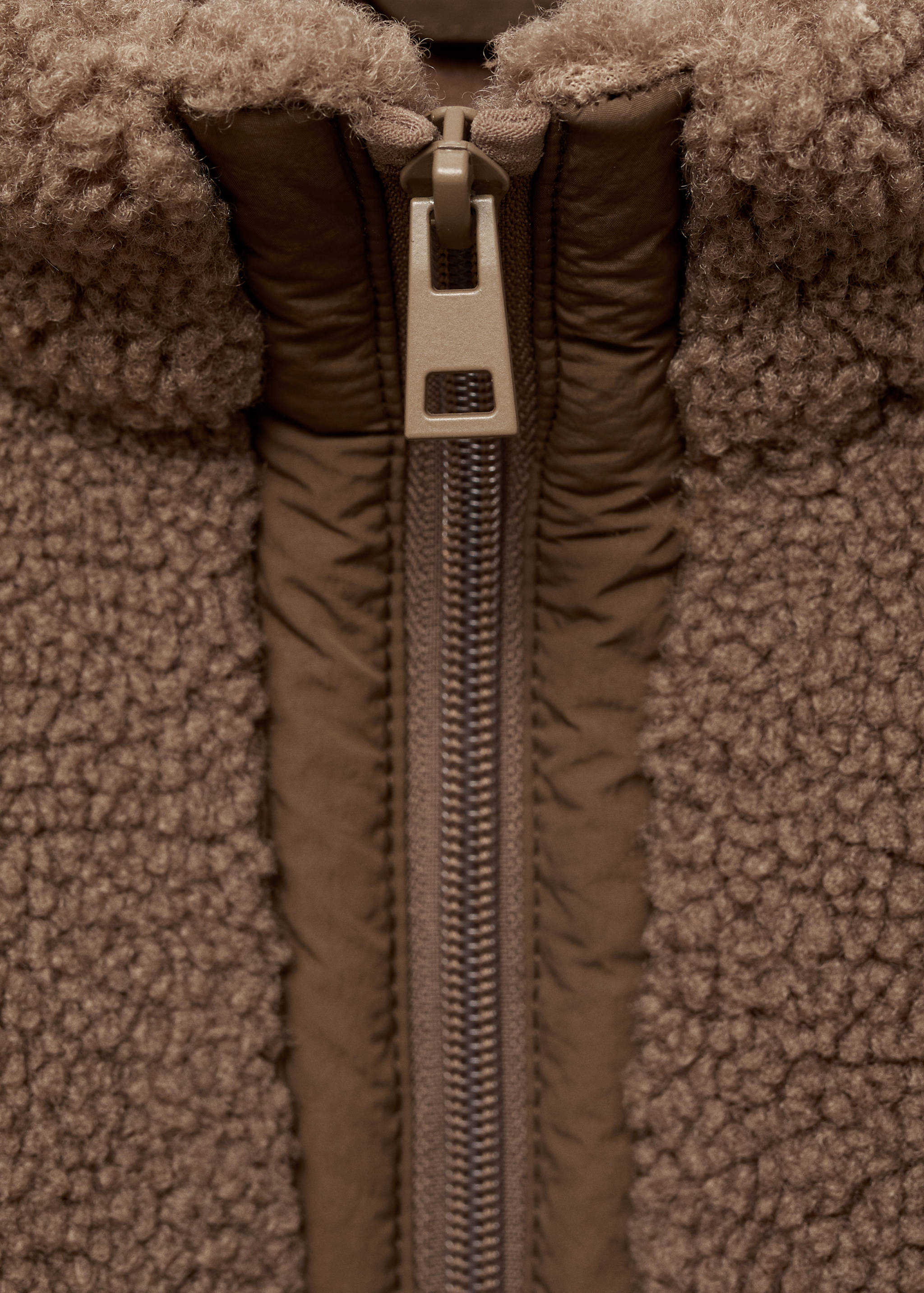 羊毛内衬皮夹克 - null