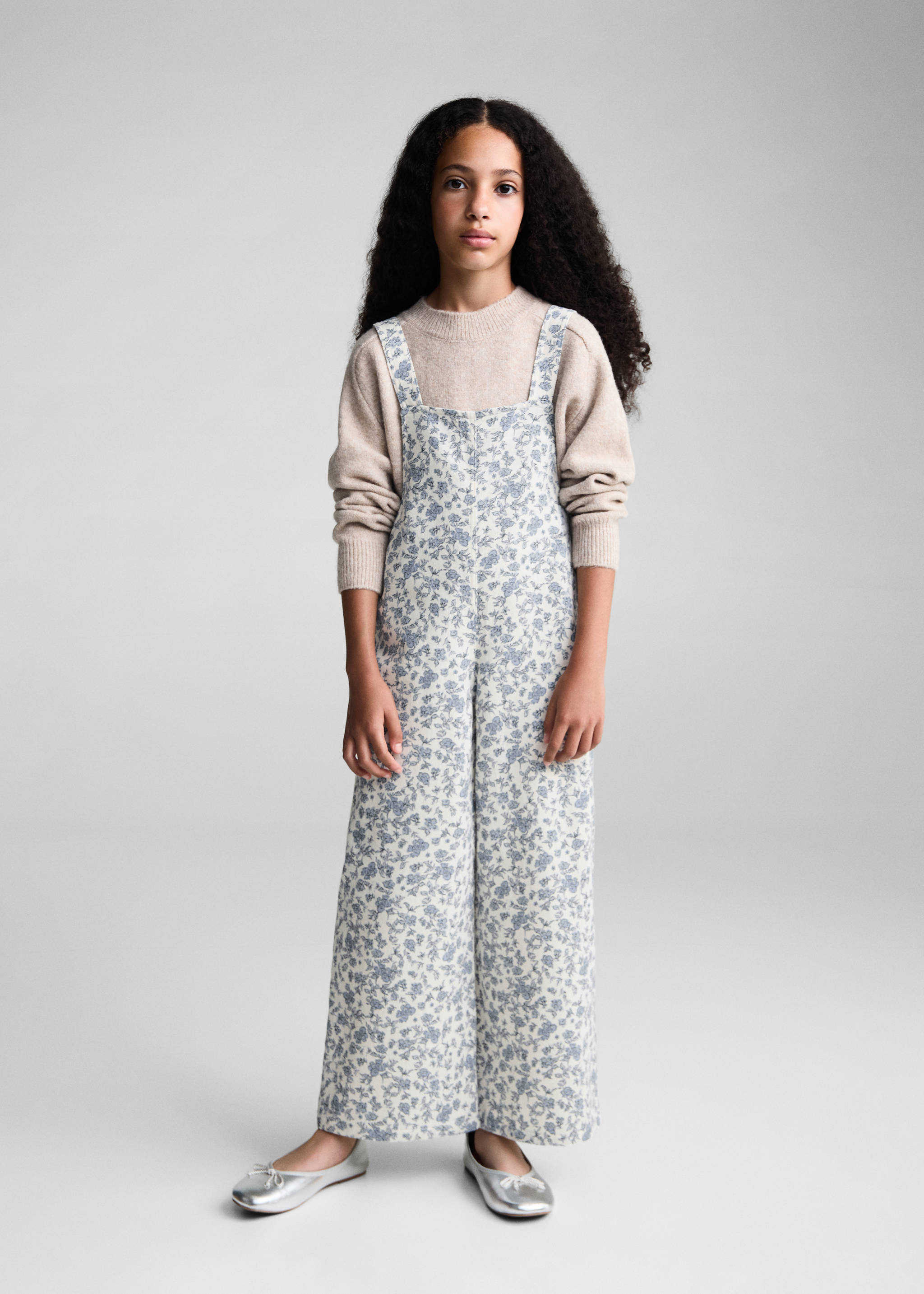 Floral print dungarees - General plane
