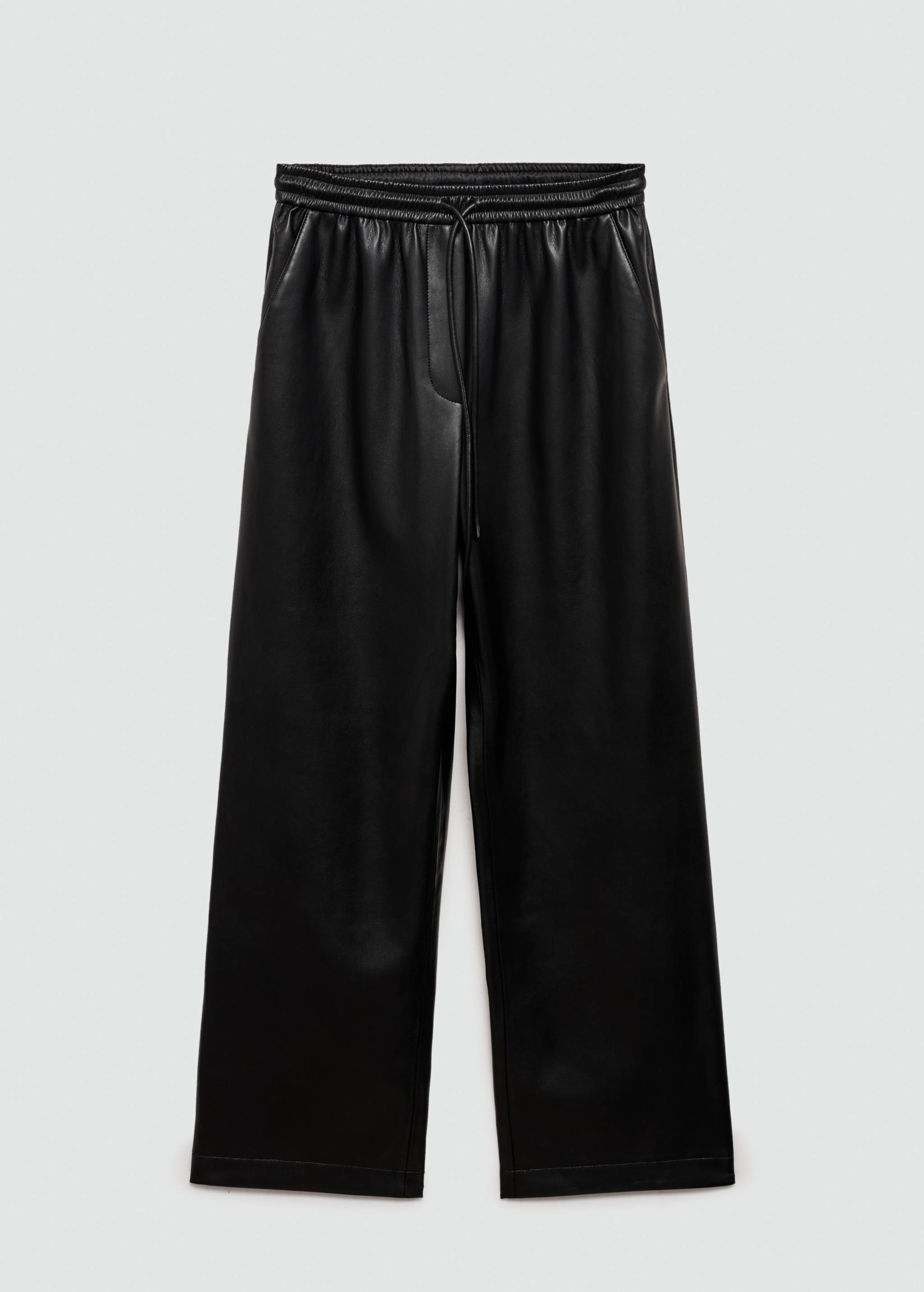 Faux-leather trousers with elastic waist - Article without model
