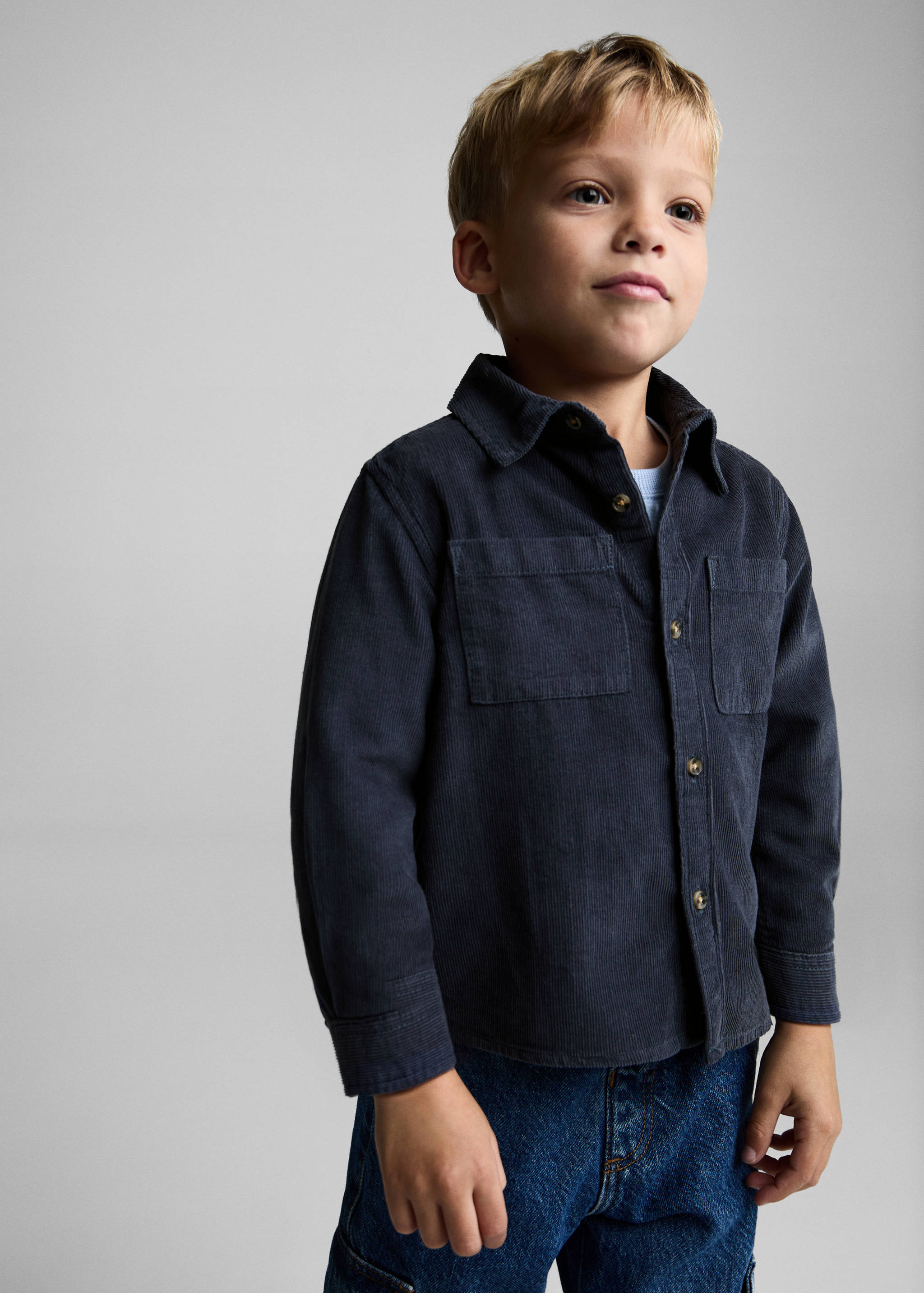 Corduroy overshirt with pockets - Medium plane