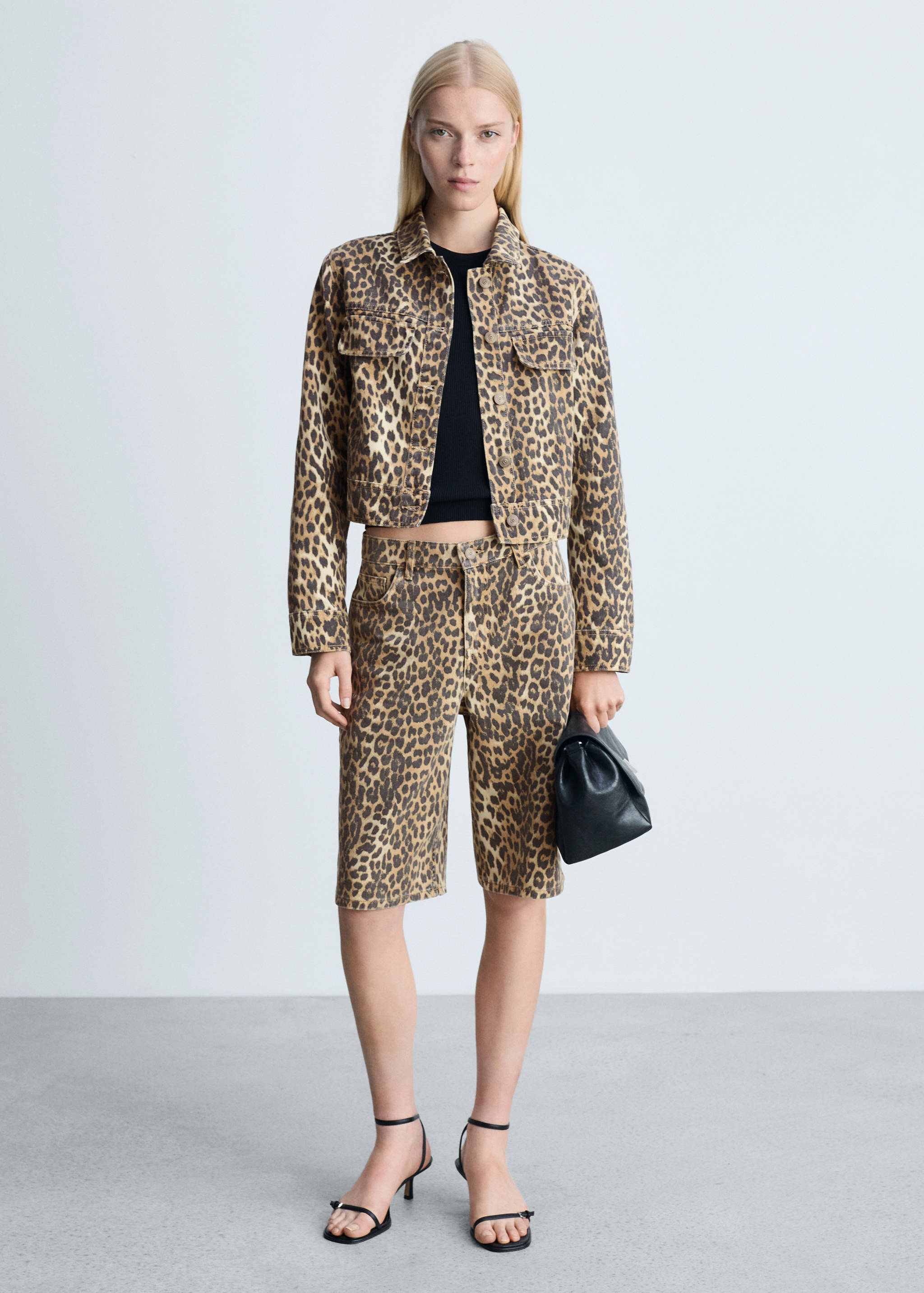 Leopard-print denim jacket - General plane
