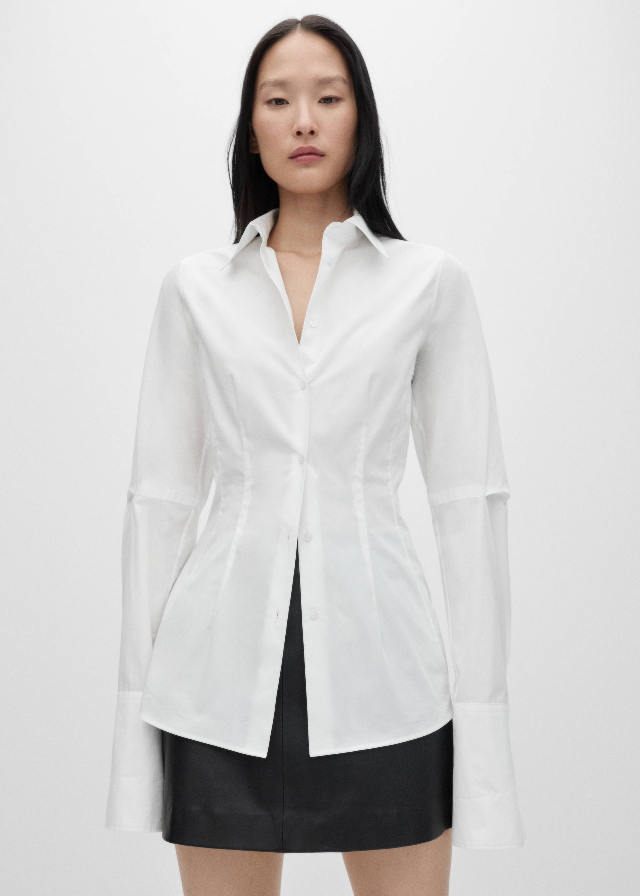Cotton shirt with pleated detail - Medium plane
