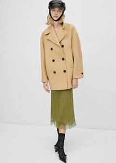 Double-breasted virgin wool coat — Medium Brown 2