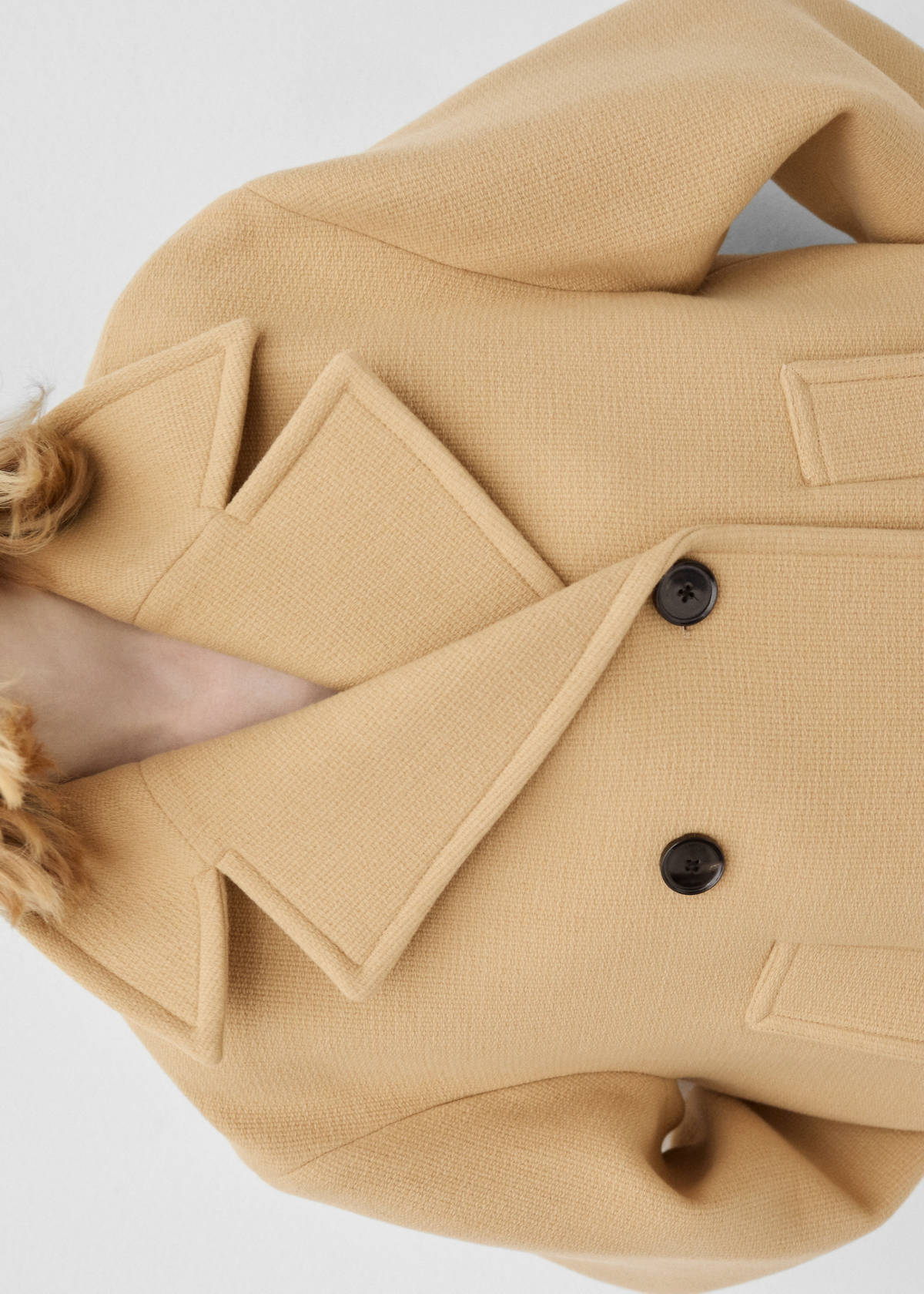 Double-breasted virgin wool coat — Medium Brown