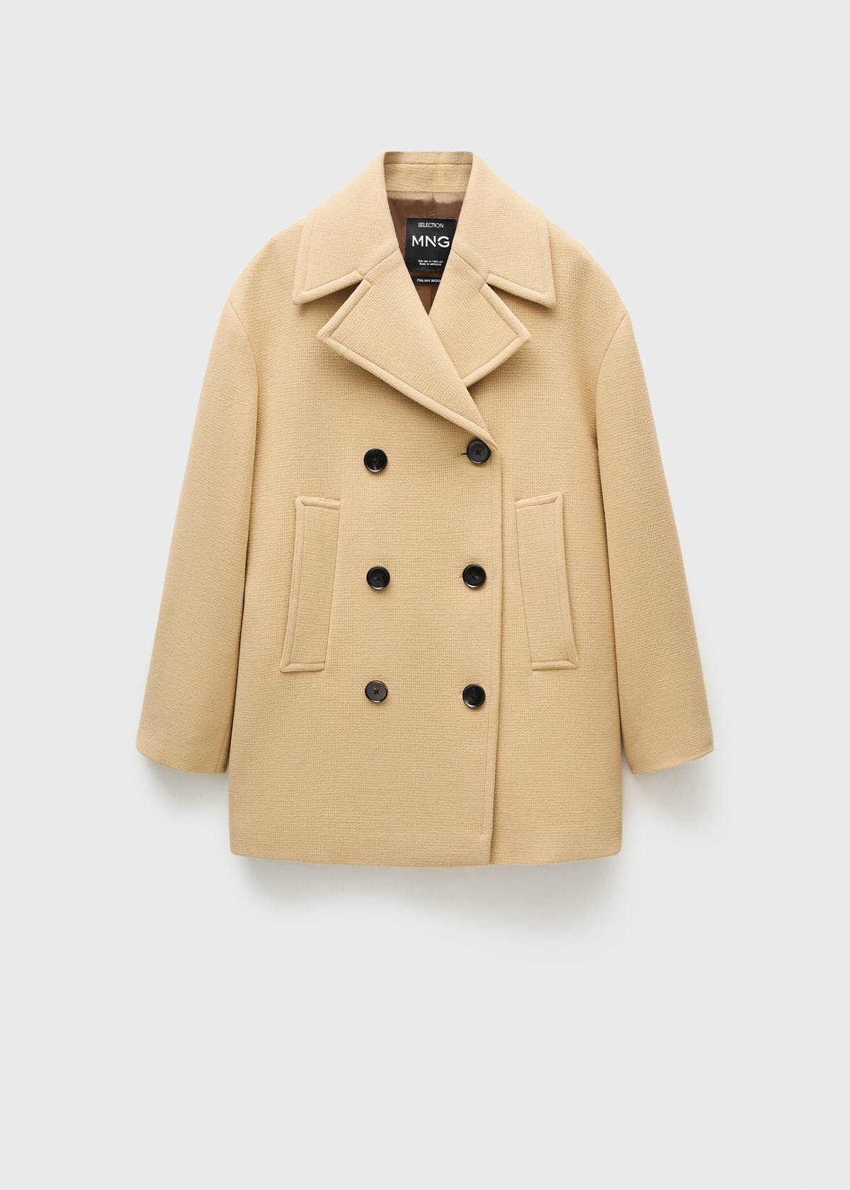 Double-breasted virgin wool coat — Medium Brown