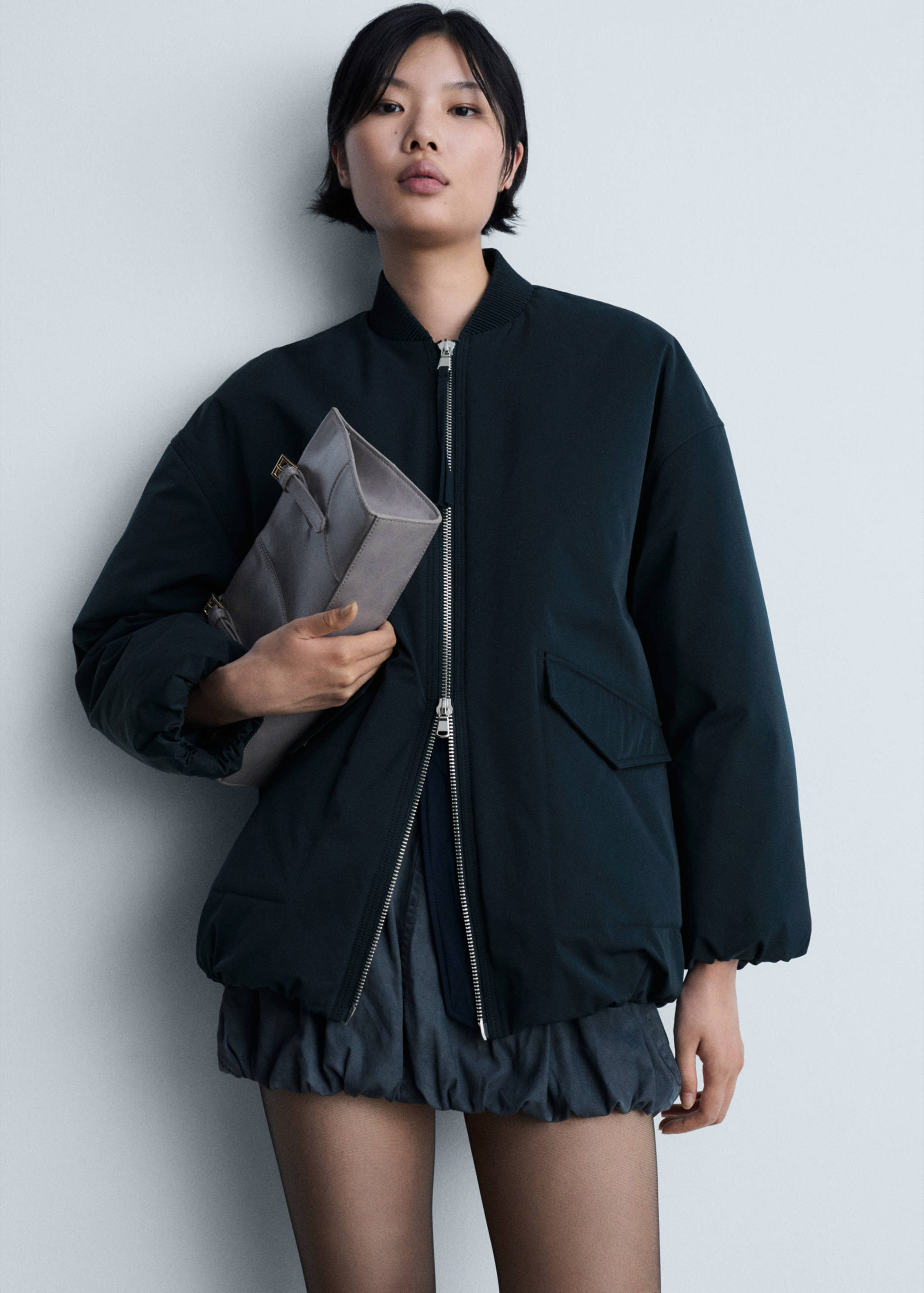 Bomber jacket with double zip - Medium plane