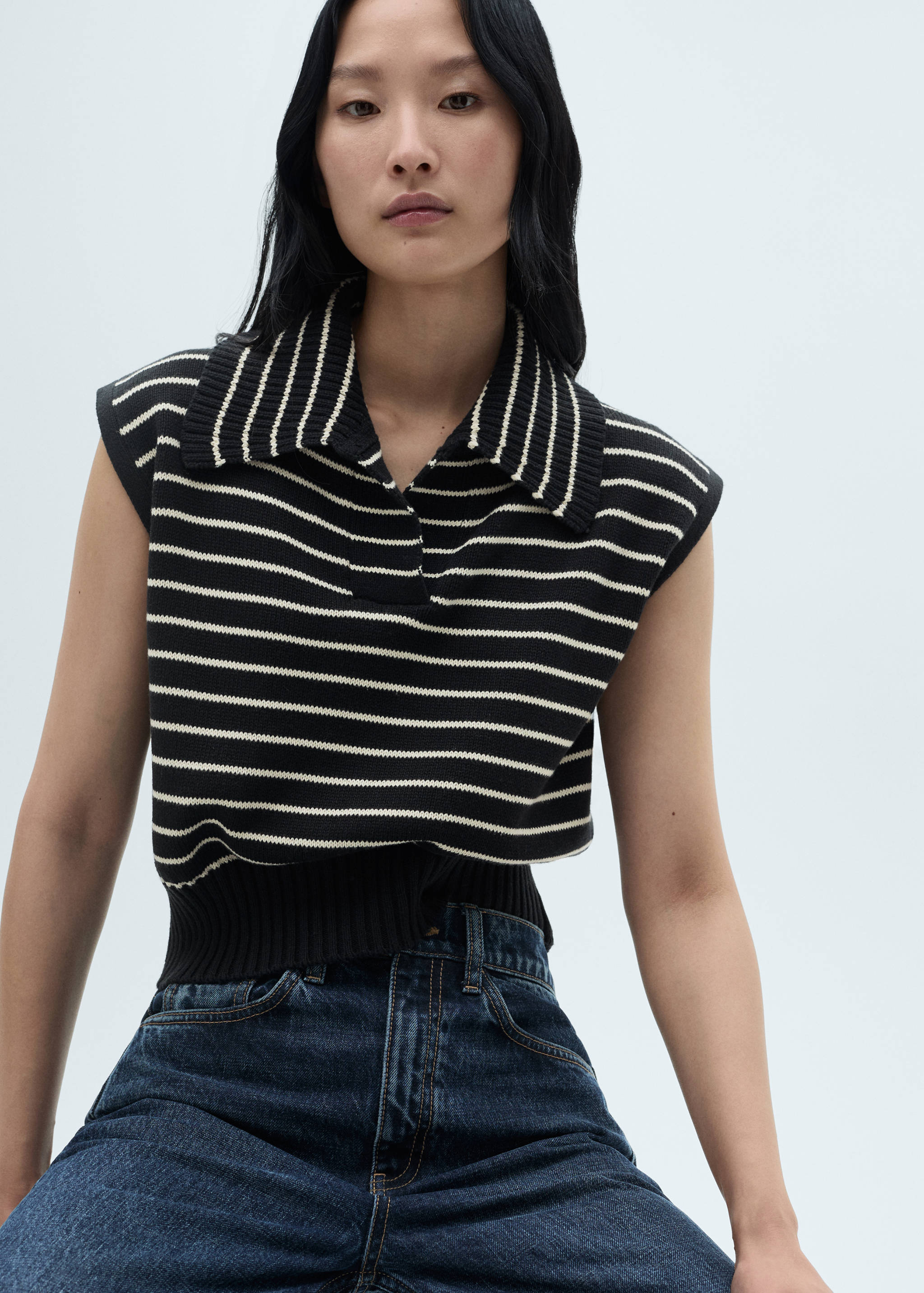 Gilet maille rayures - Plan moyen