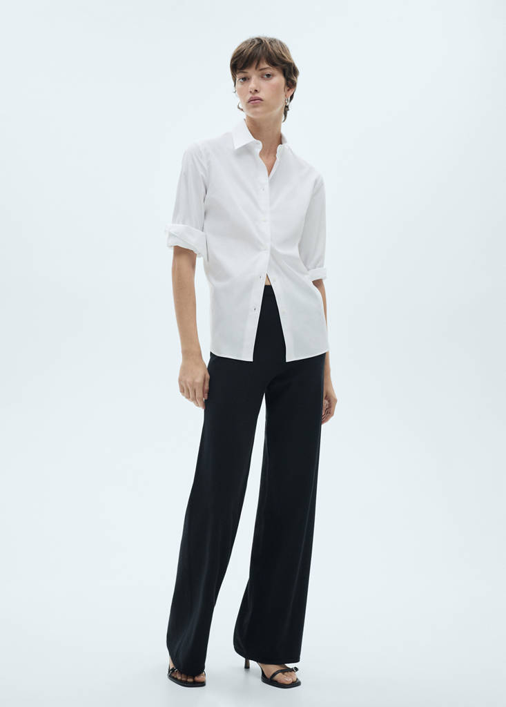 Fine-knit wideleg trousers — Black