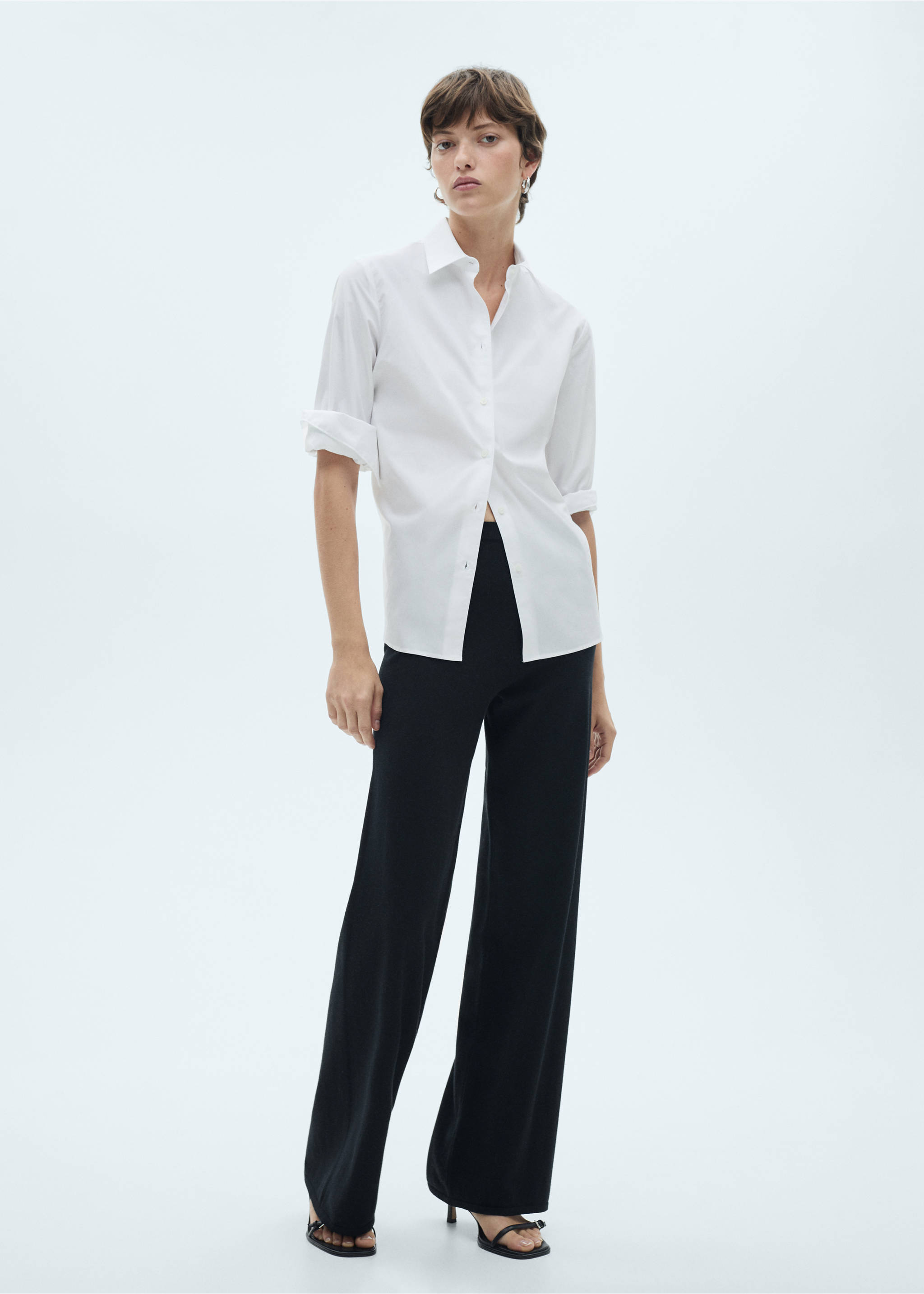 Fine-knit wideleg trousers - Medium plane, Black. Ref: 77097644-00.