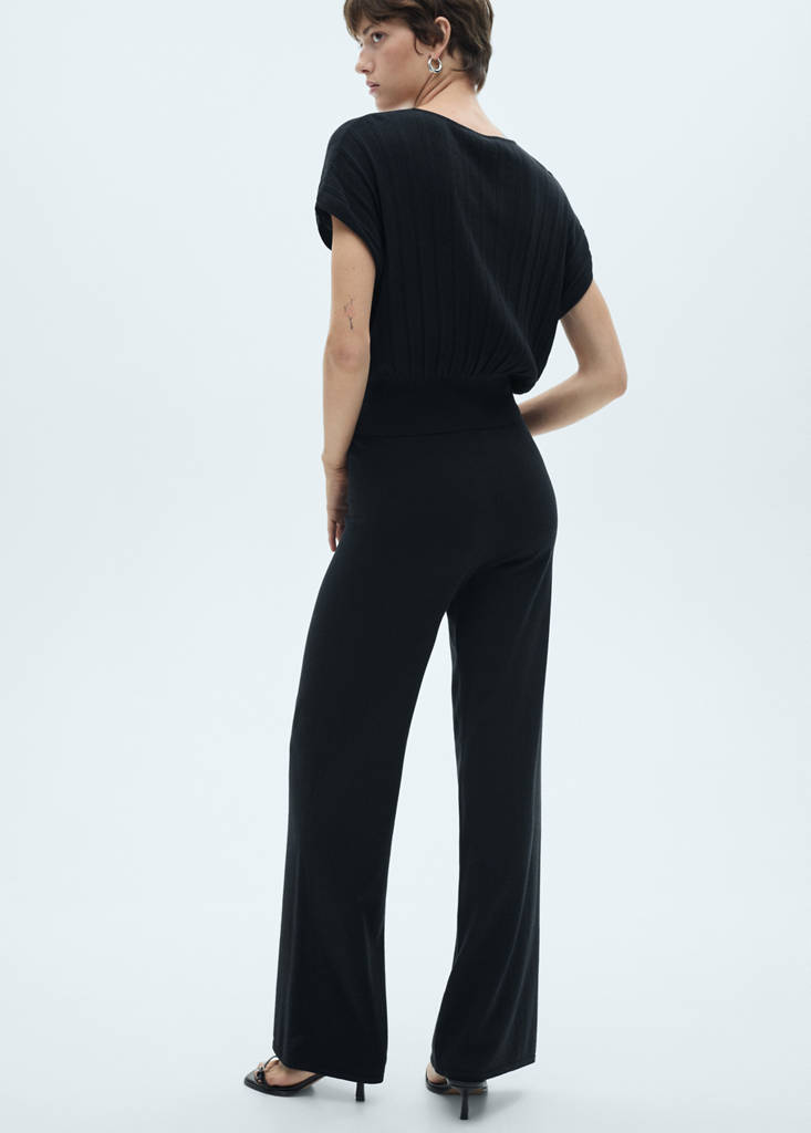 Fine-knit wideleg trousers — Black