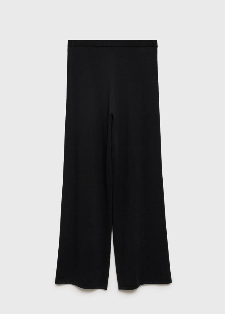 Fine-knit wideleg trousers — Black