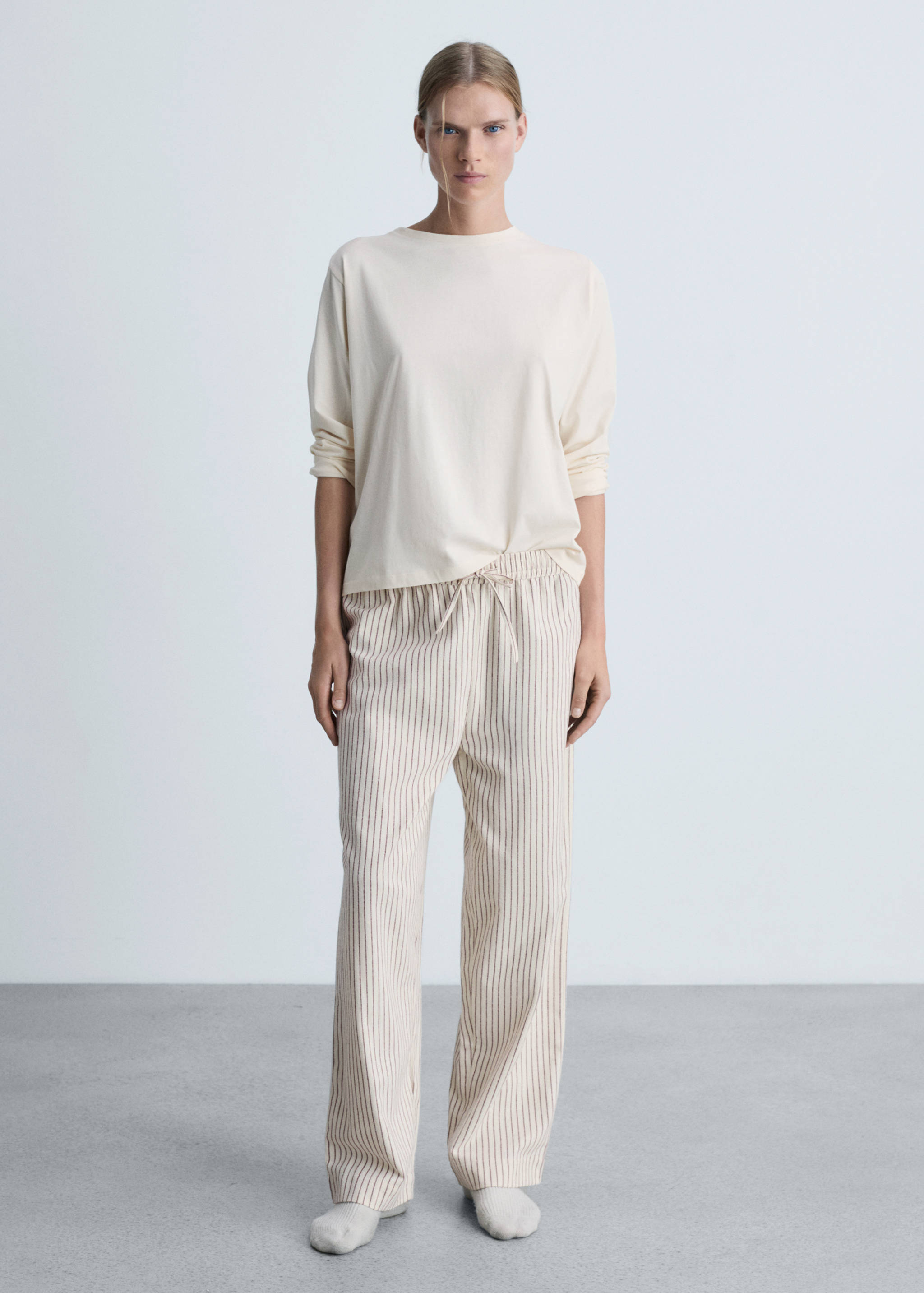 两件式法兰绒睡衣 - null