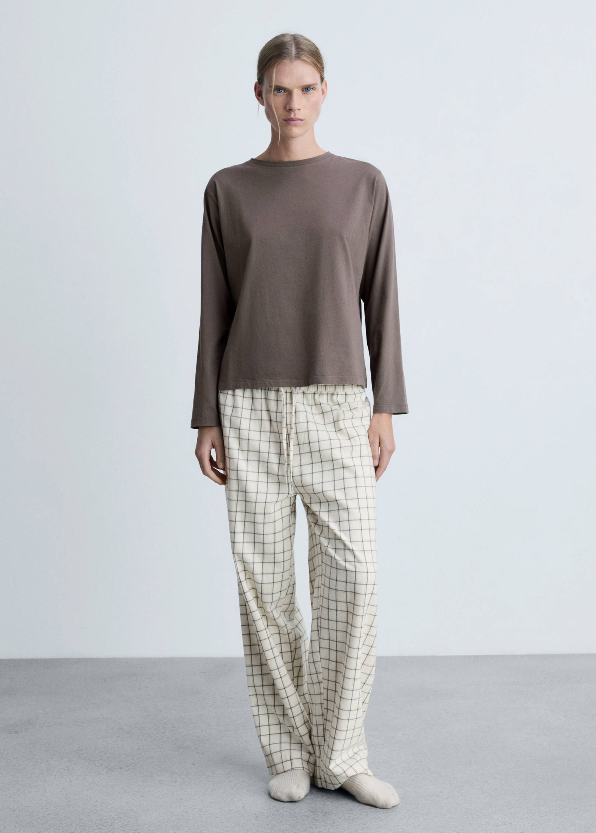 两件式法兰绒睡衣 - null