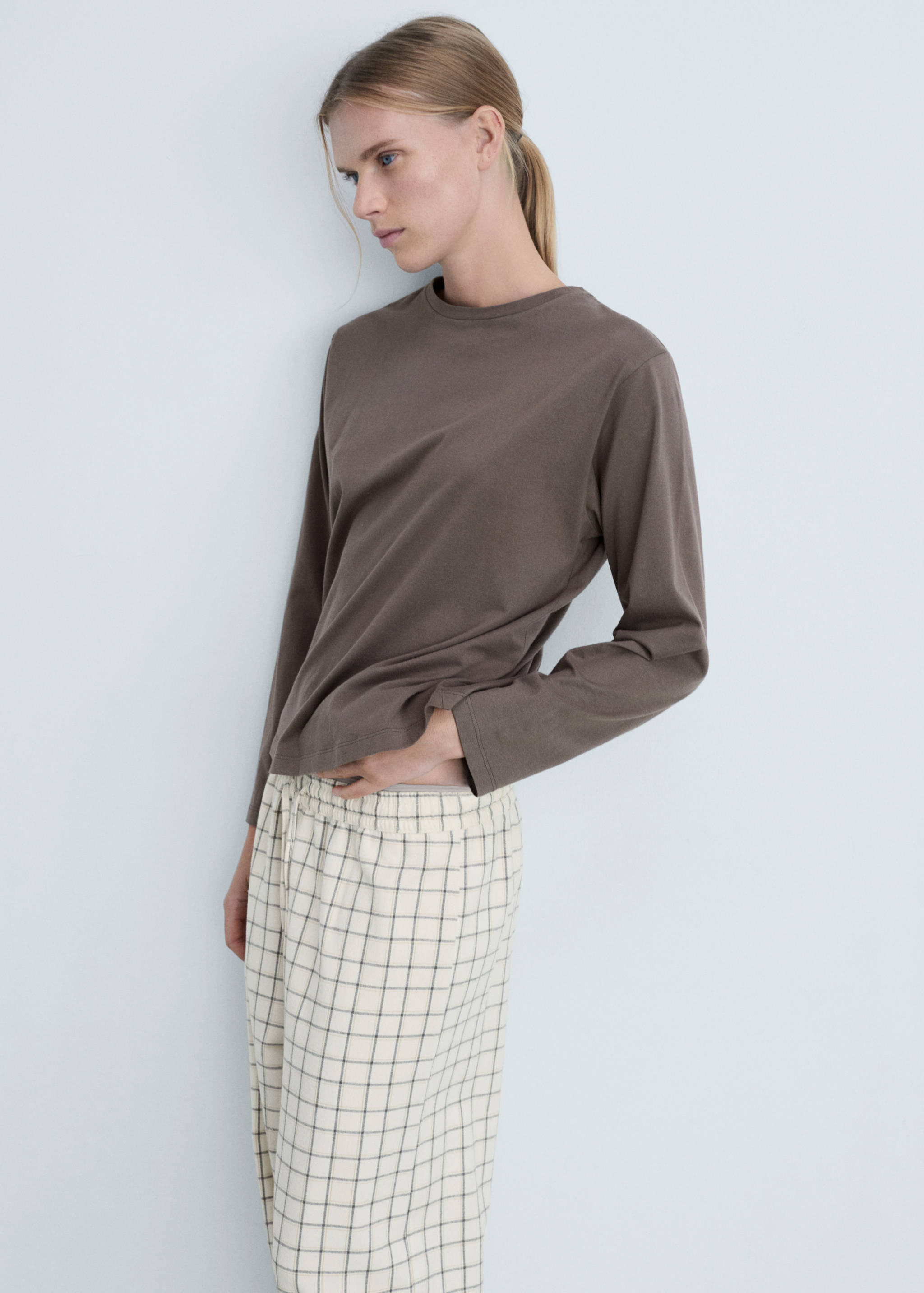 两件式法兰绒睡衣 - null