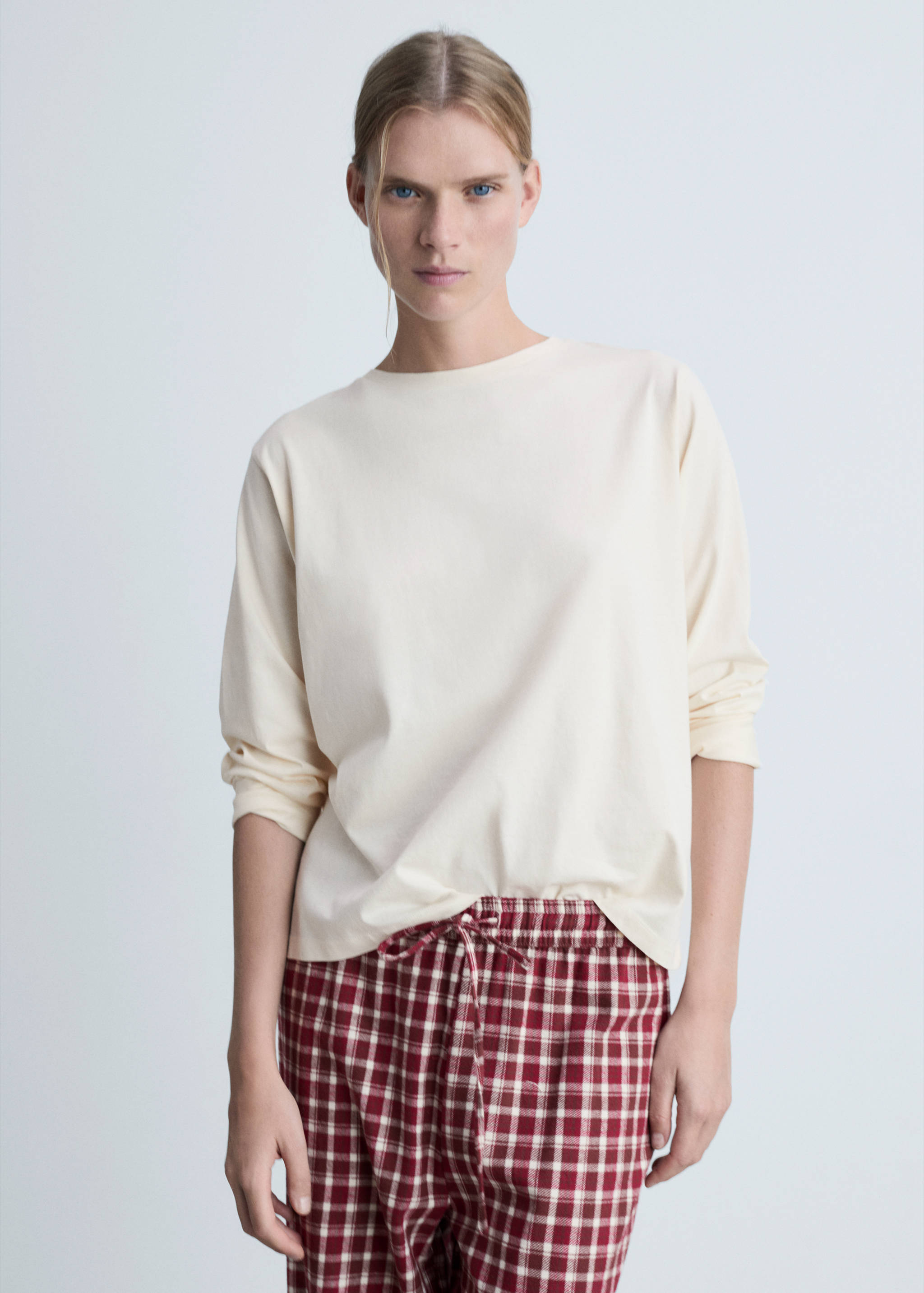 两件式法兰绒睡衣 - null