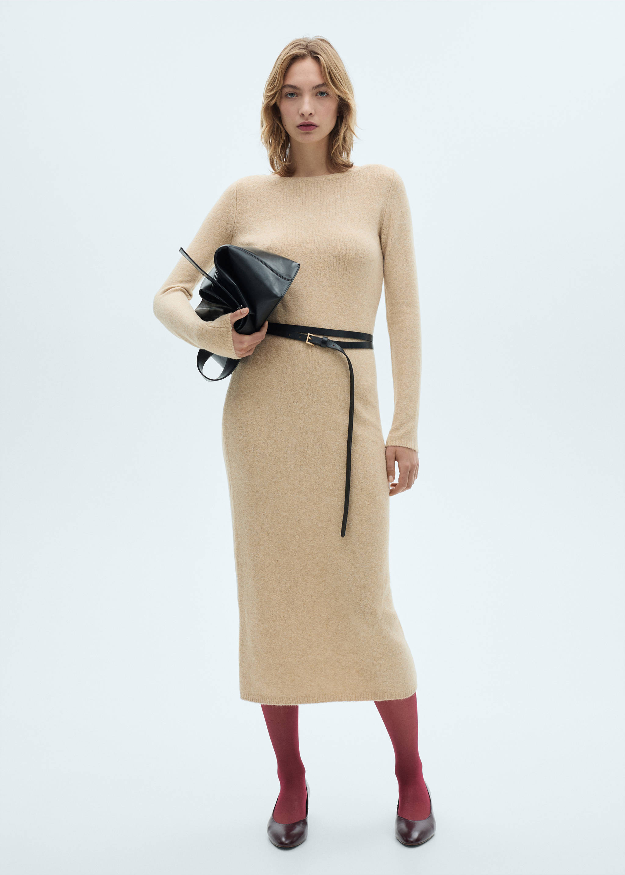 Knit midi dress - General plane, Medium Brown. Ref: 77097678-00.