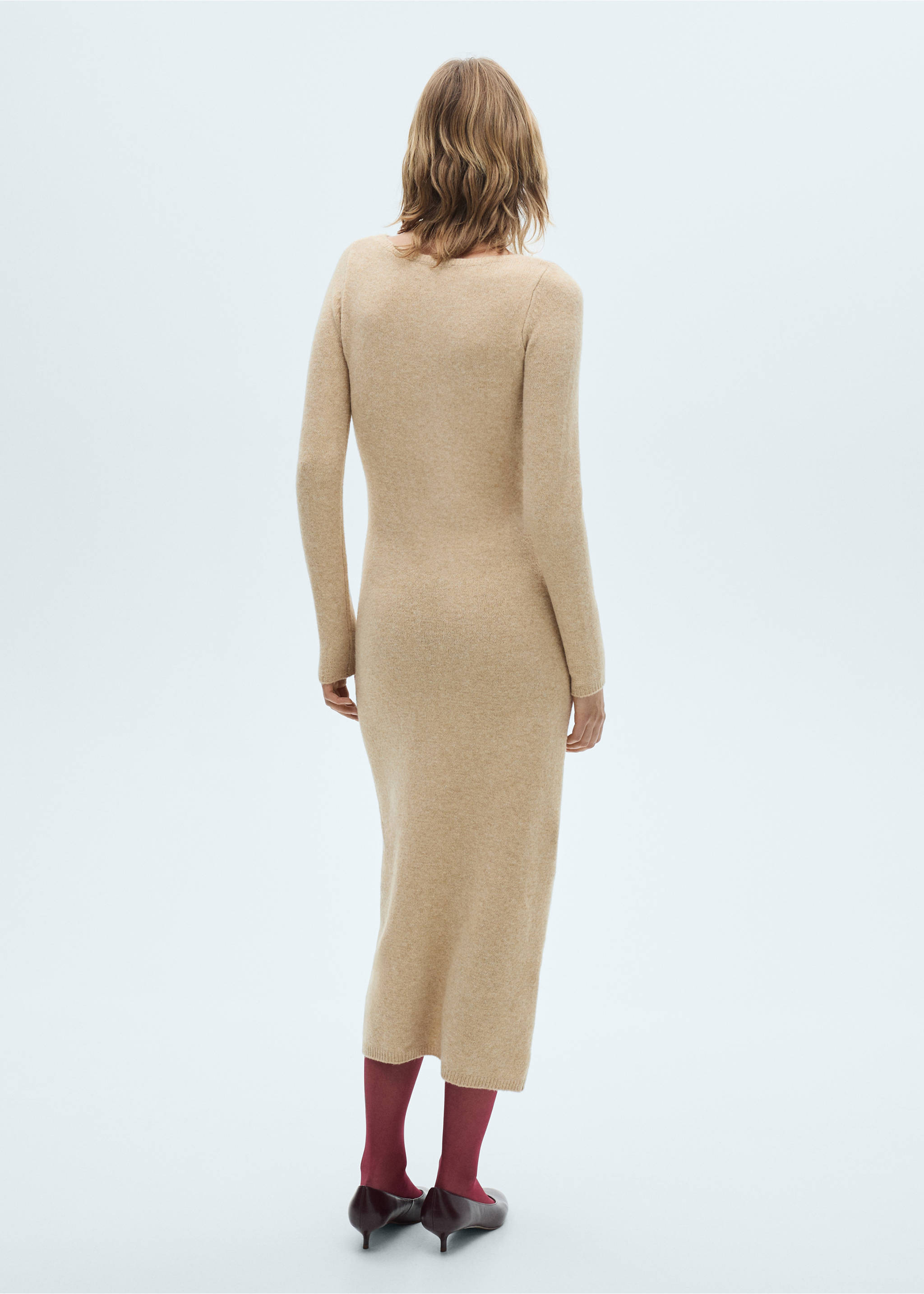 Knit midi dress - Reverse of the article, Medium Brown. Ref: 77097678-00.
