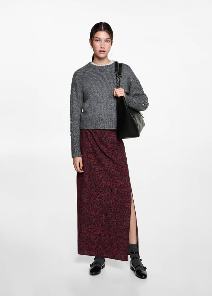 MANGO TEEN - Jupe midi léopard rouge - XXS - Fille Teen