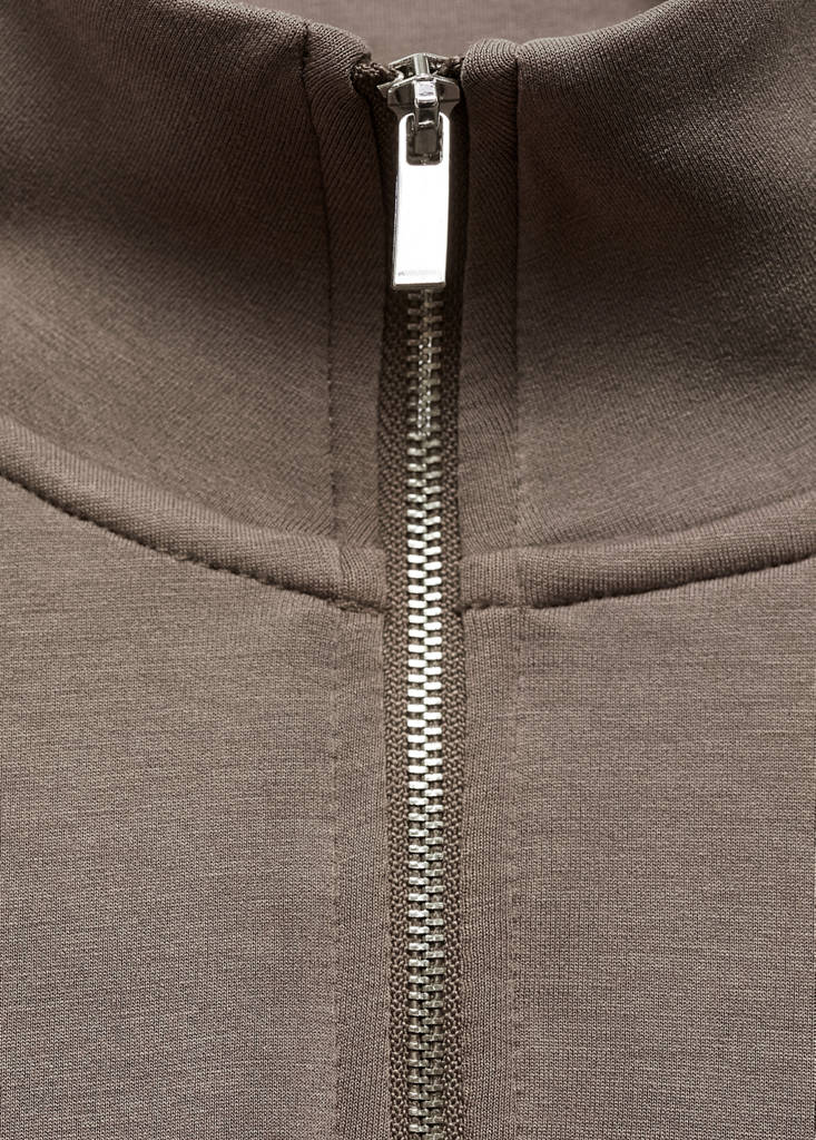 Turtleneck sweatshirt with zip — Medium Brown