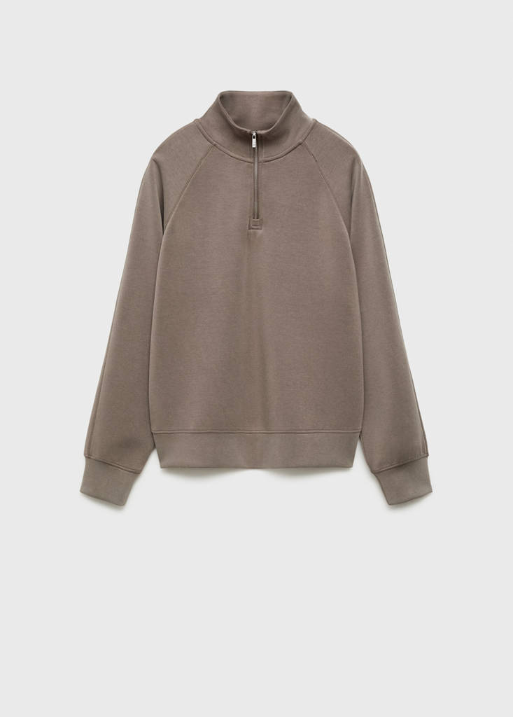 Turtleneck sweatshirt with zip — Medium Brown
