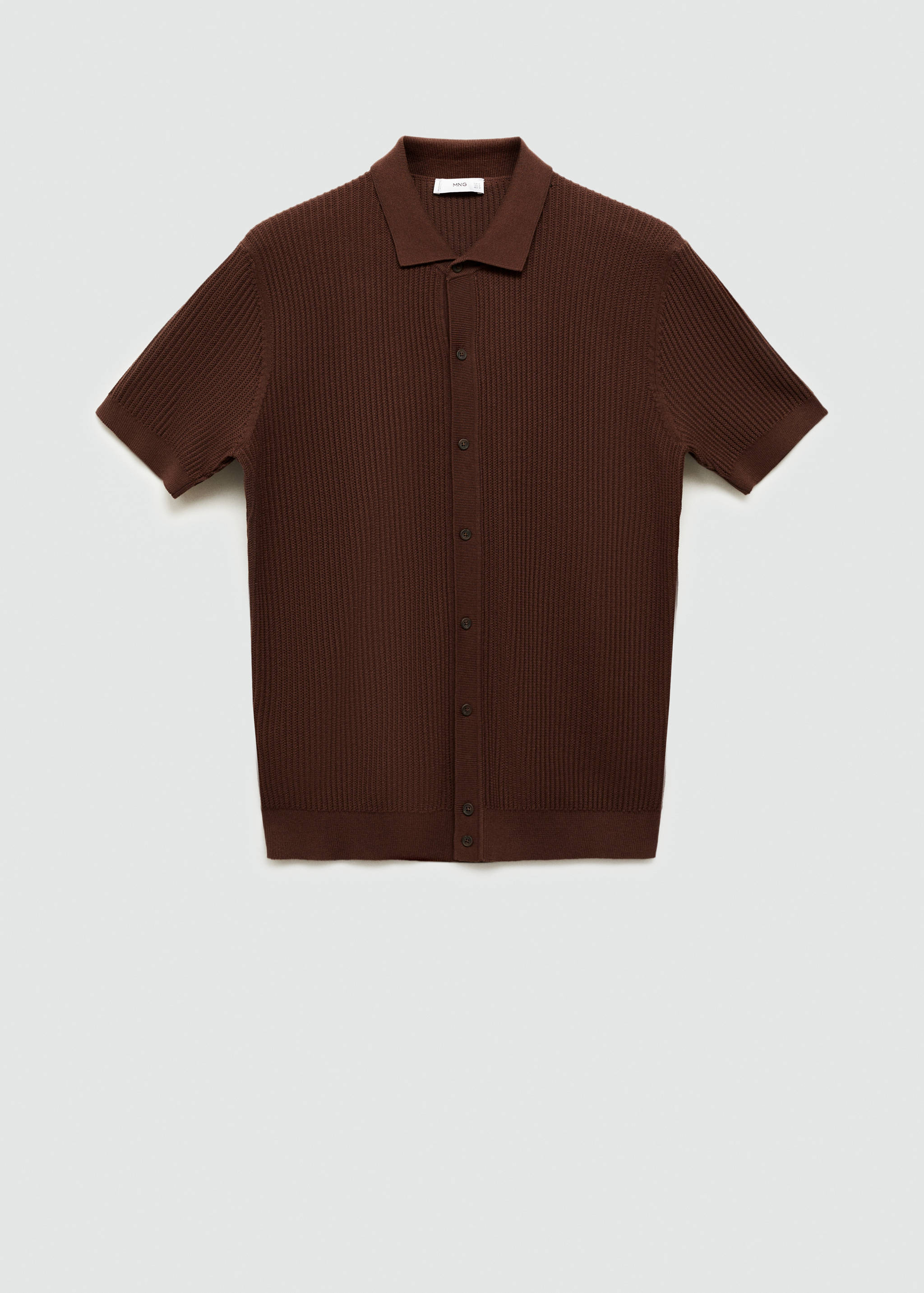 Fine-knit ribbed polo shirt with buttons - Article without model