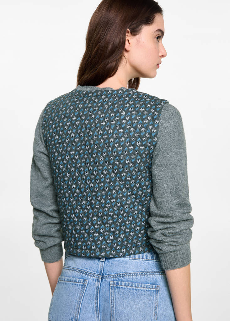 Printed quilted gilet — Charcoal