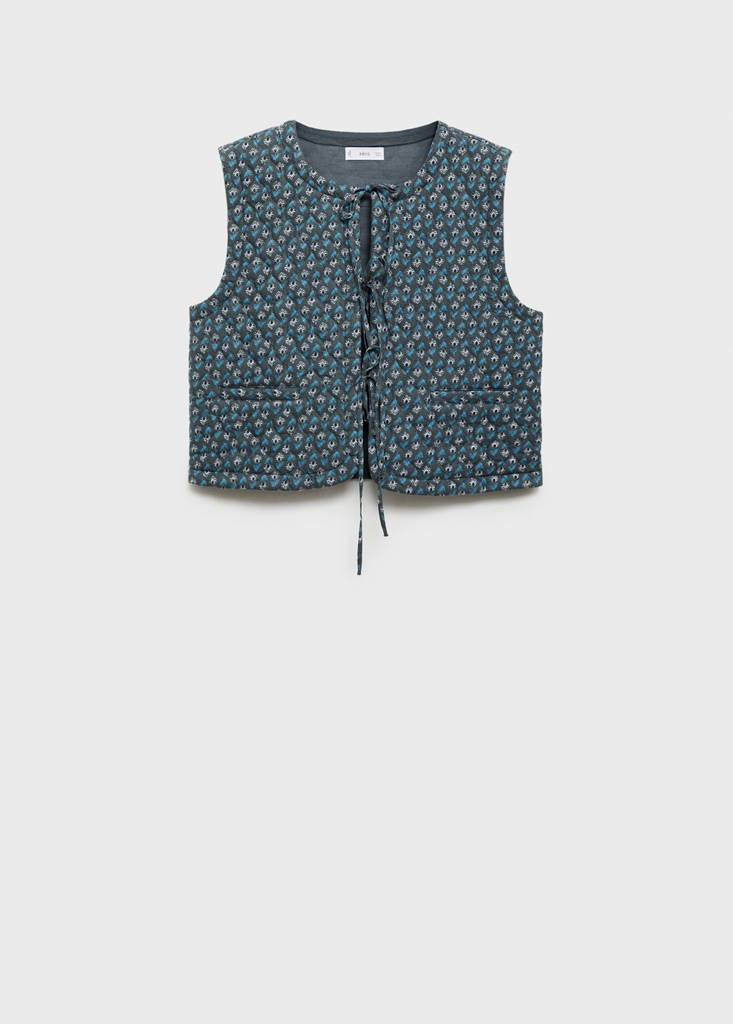 Printed quilted gilet — Charcoal
